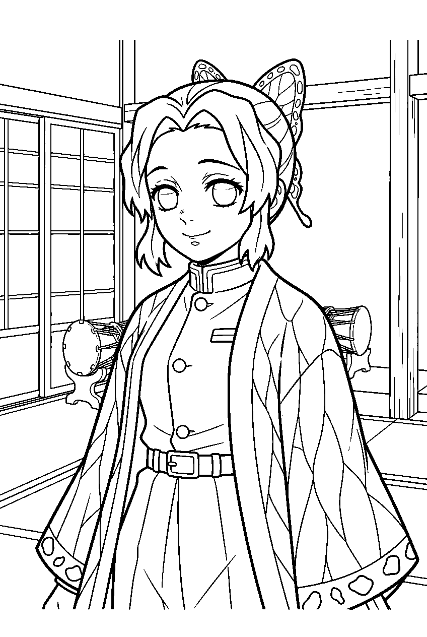 demon slayer shinobu in tsuzumi mansion line art