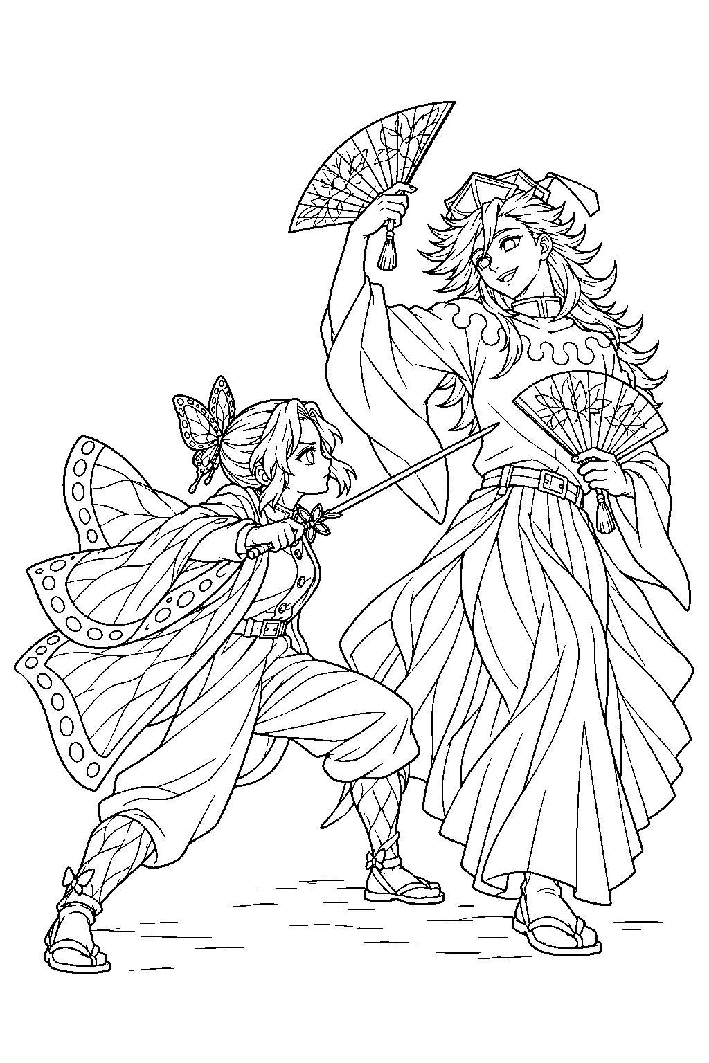 shinobu kocho using dance of the bee sting against doma line art