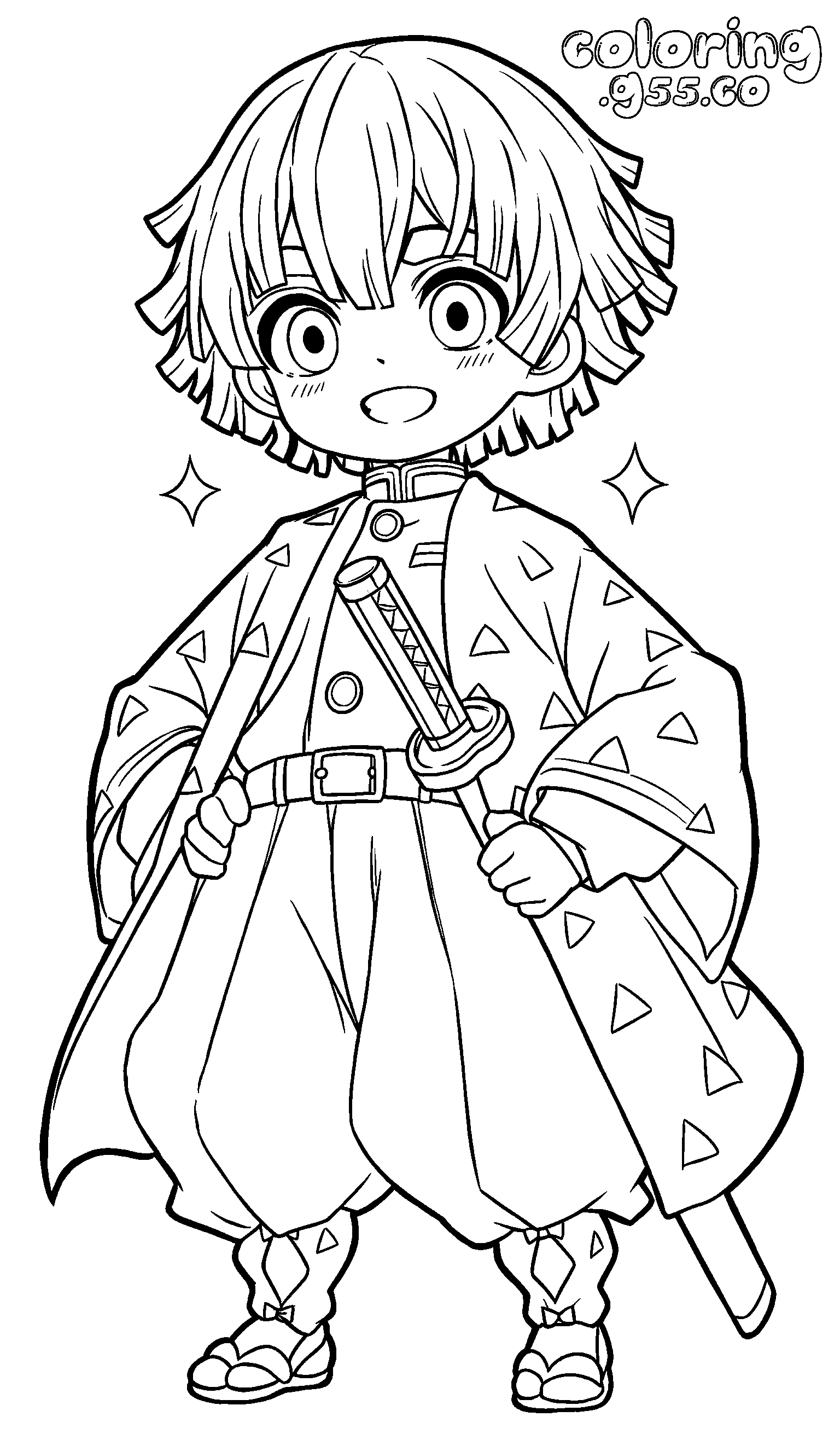 zenitsu demon slayer anime line art for kids
