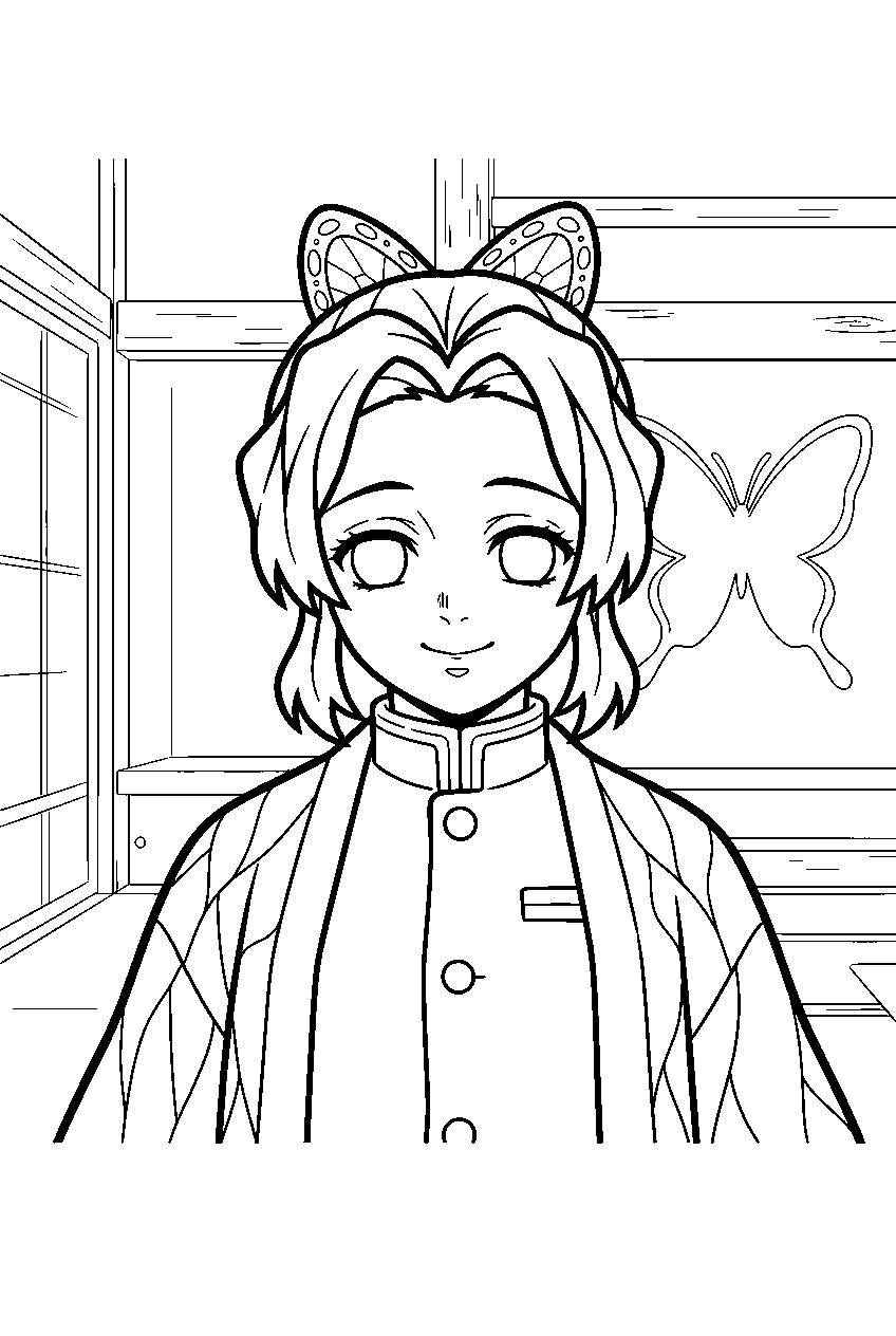 demon slayer characters in butterfly mansion line art