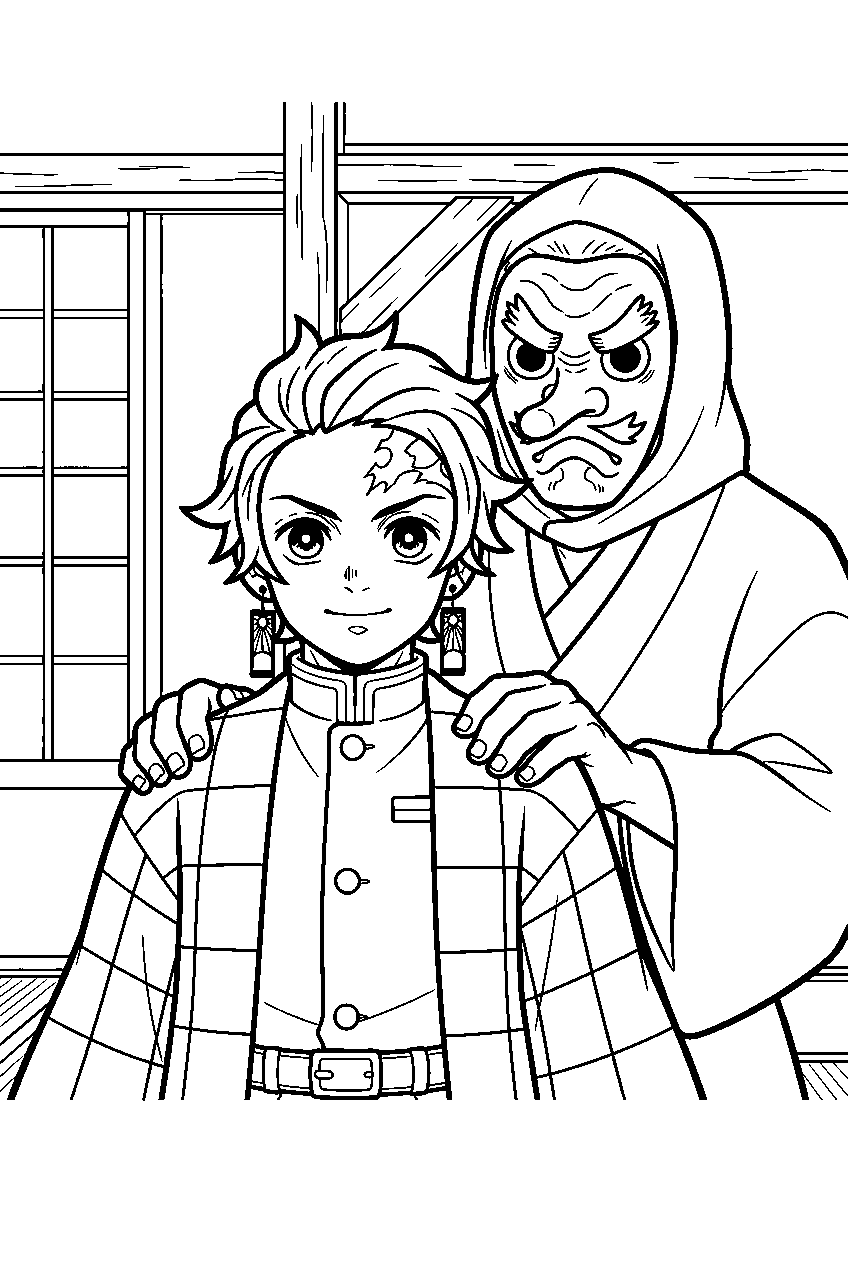 demon slayer characters in sakonji s house line art