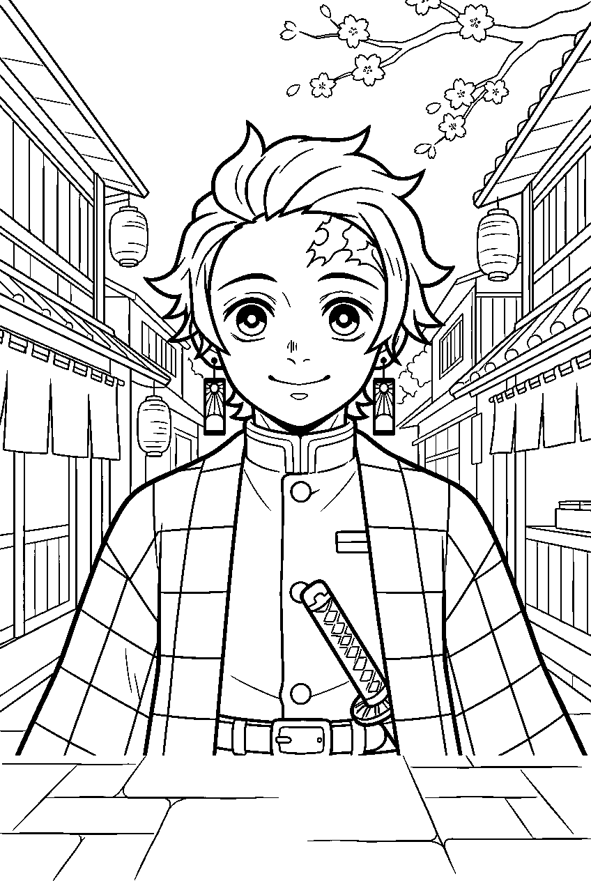 demon slayer characters in teahouse district line art