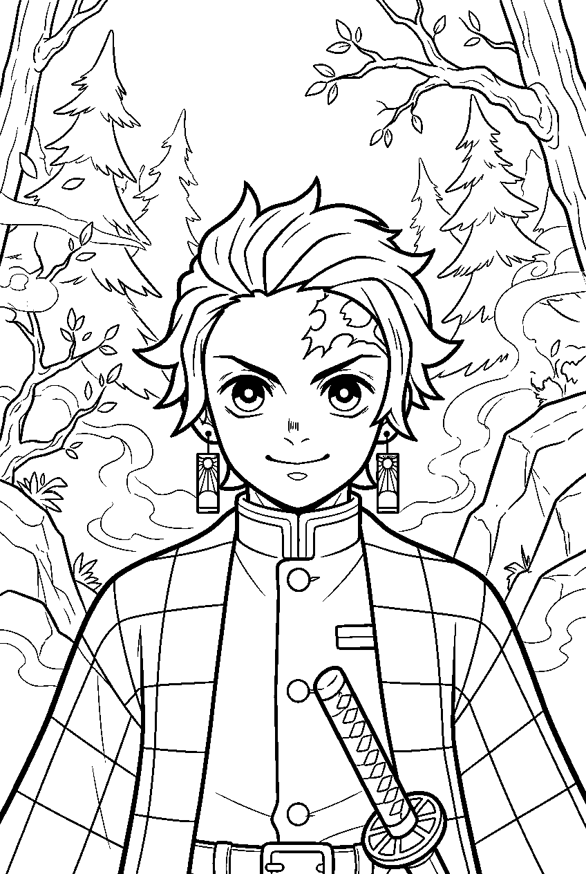 demon slayer characters on mount natagumo line art