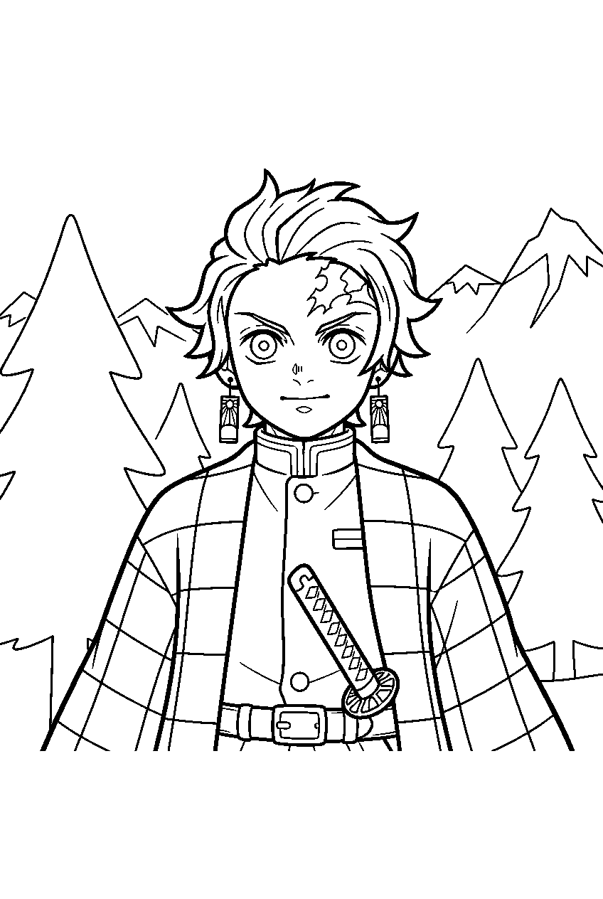 demon slayer characters on mount sagiri line art