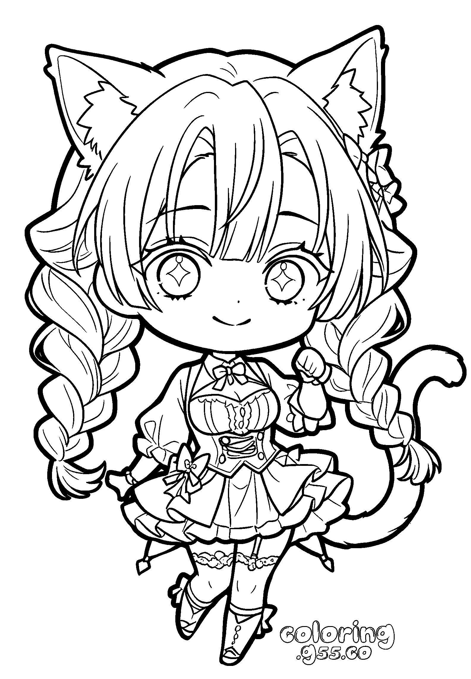 anime neko girl mitsuri kanroji line arts for kids cute chibi demon slayer sheet