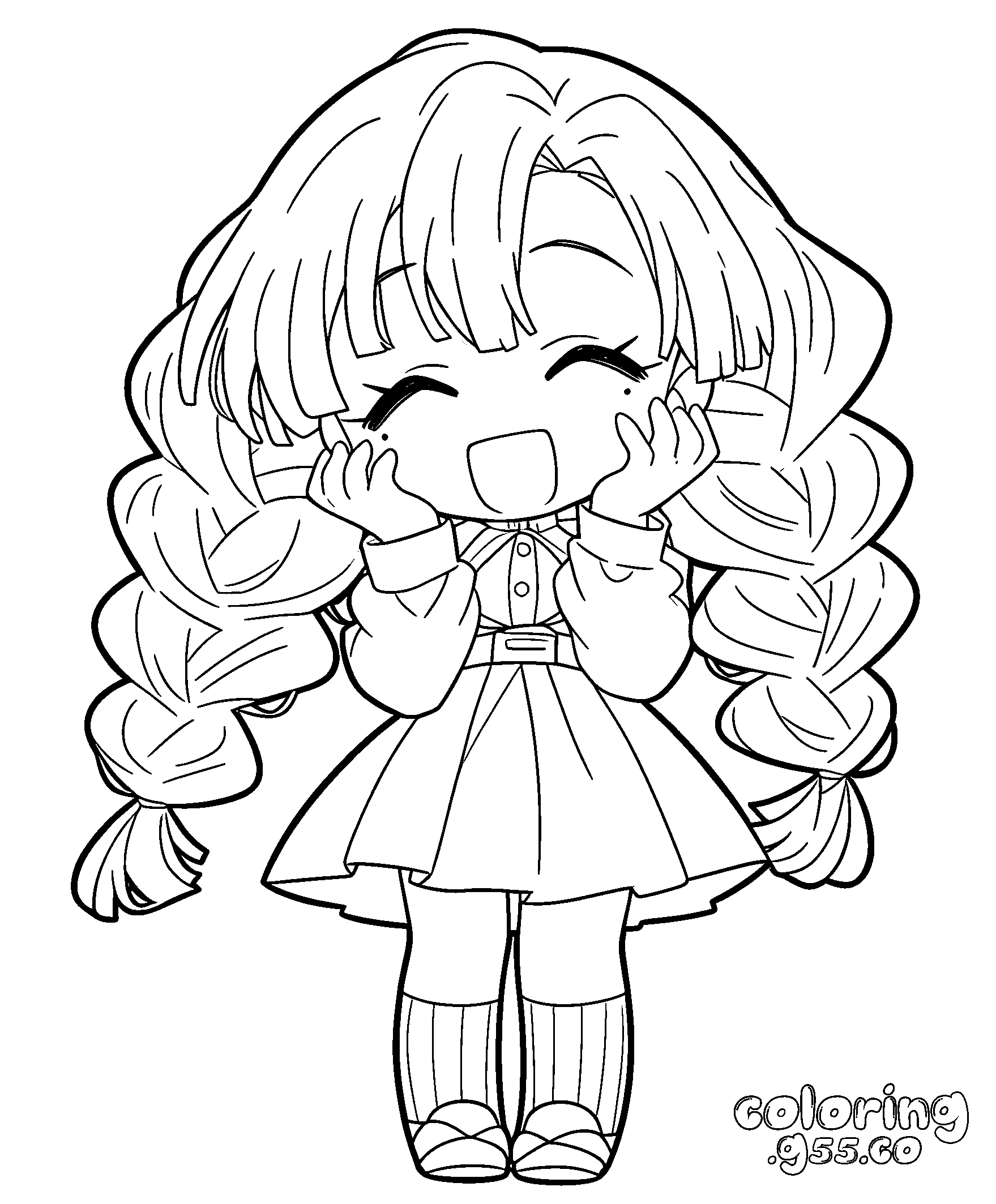 full body chibi mitsuri kanroji line arts anime demon slayer kimetsu no yaiba sheet for kids