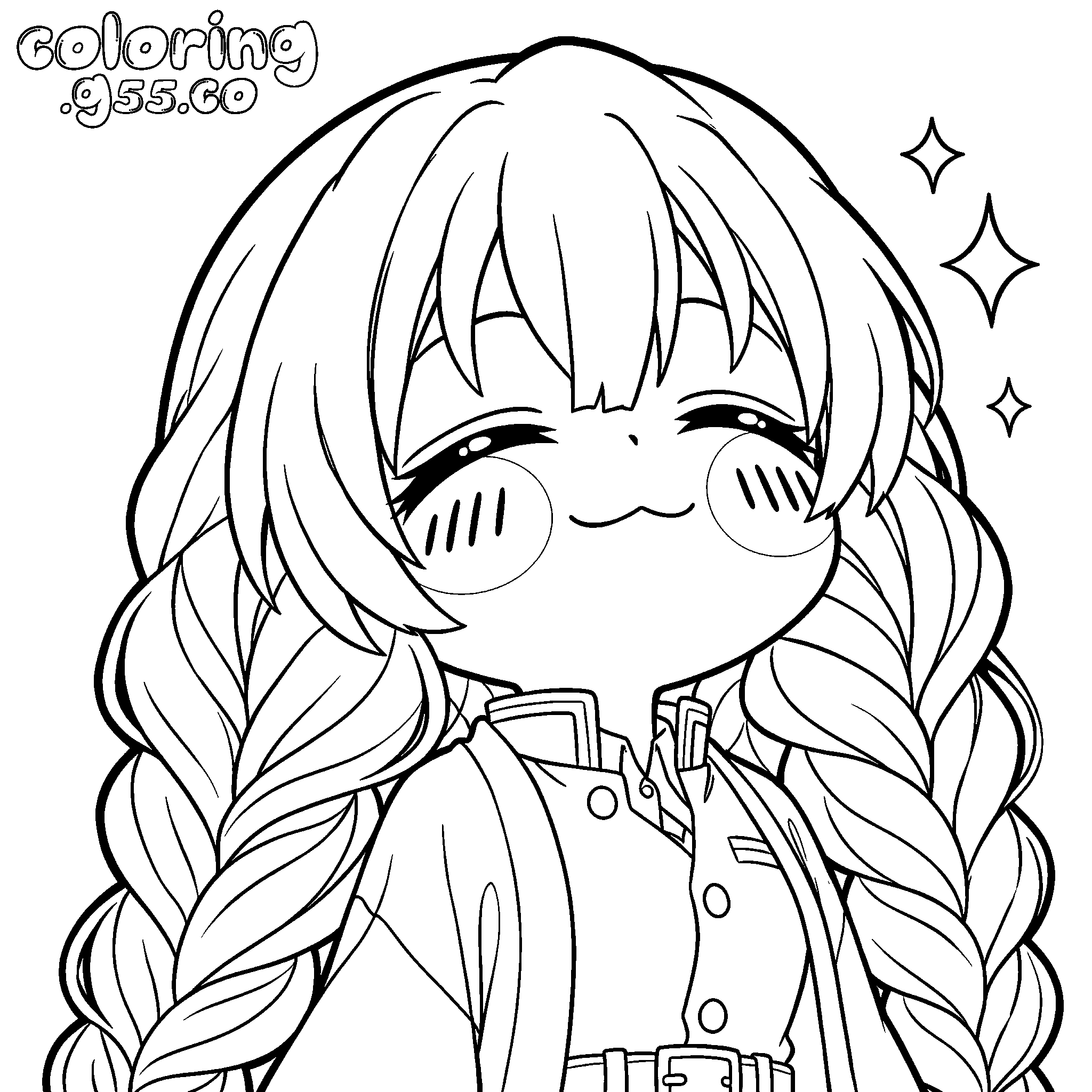 happy smiling mitsuri kanroji line arts anime demon slayer kimetsu no yaiba activity sheet for kids