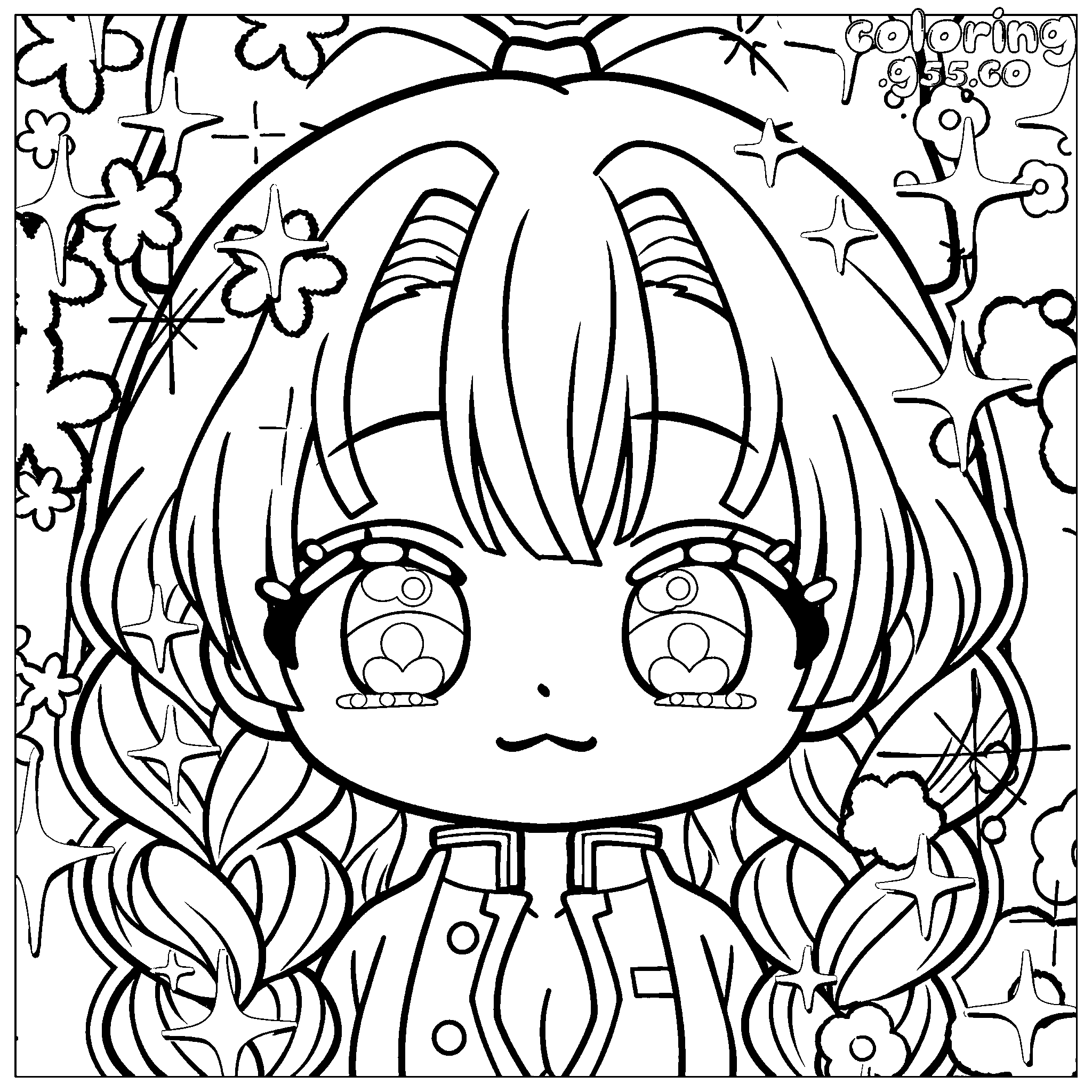 sparkly mitsuri kanroji portrait line arts anime demon slayer kimetsu no yaiba activity sheet for kids