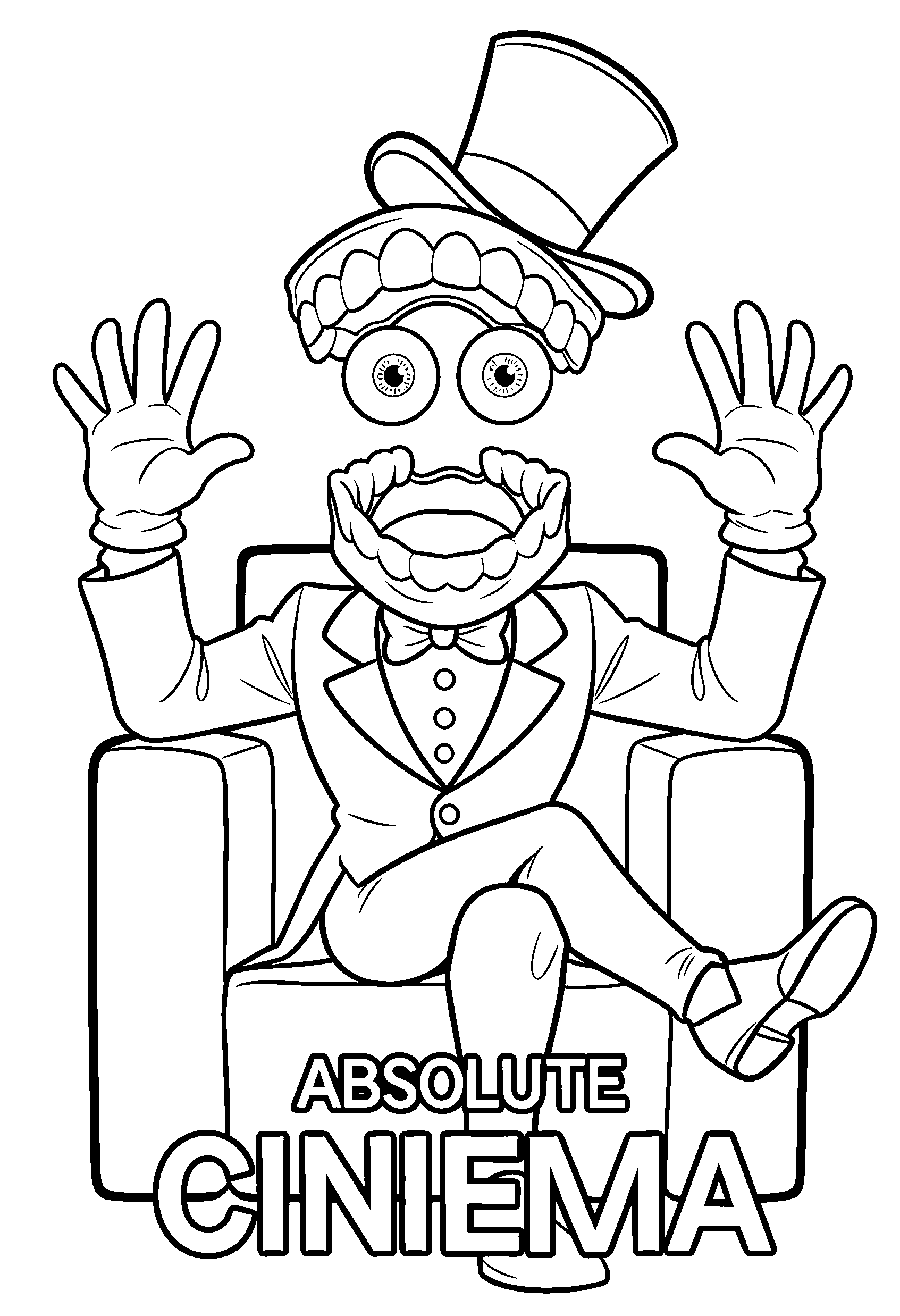 absolute cinema caine in armchair the amazing digital circus line art