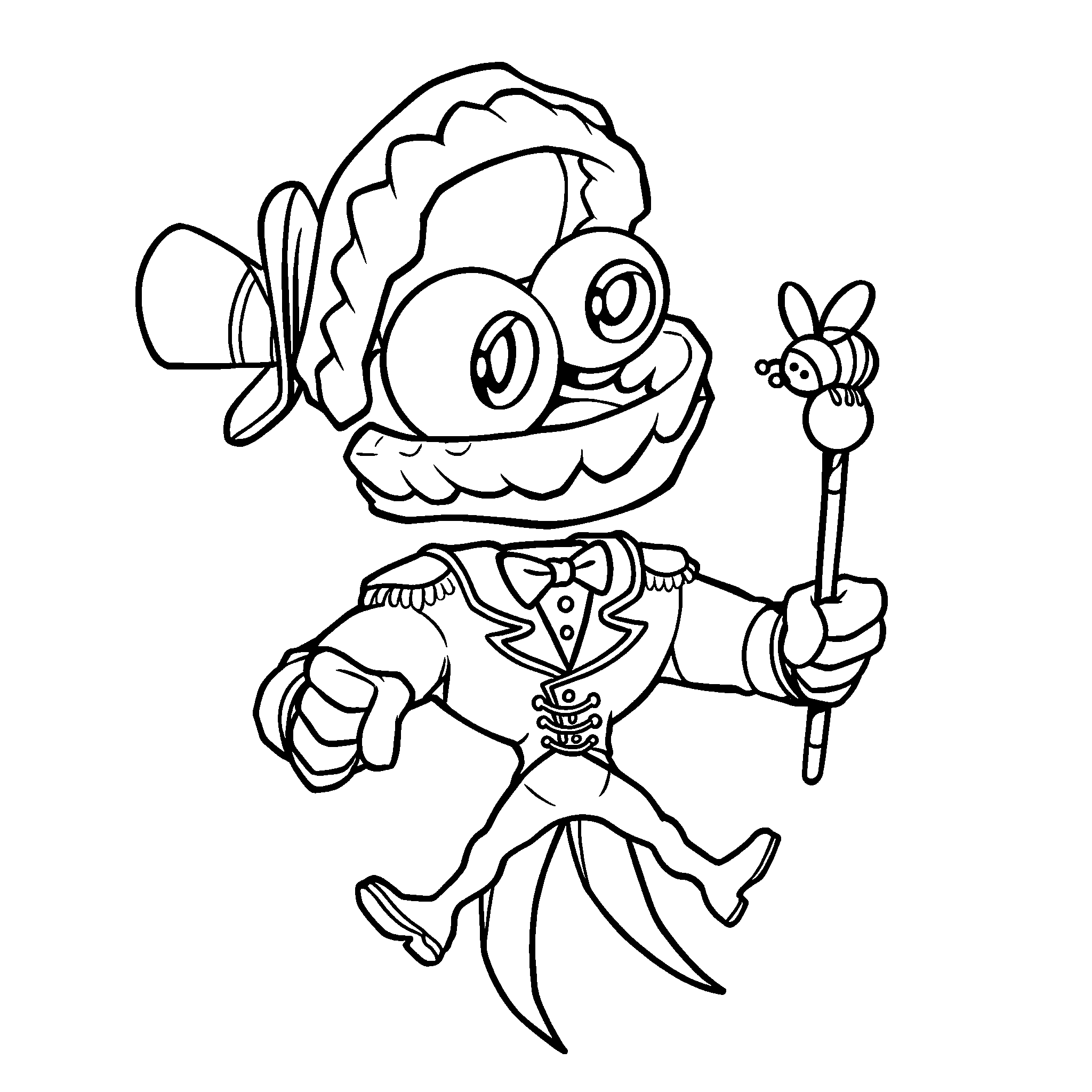 baby caine chibi bonnet with bee walking cane tadc the amazing digital circus line art