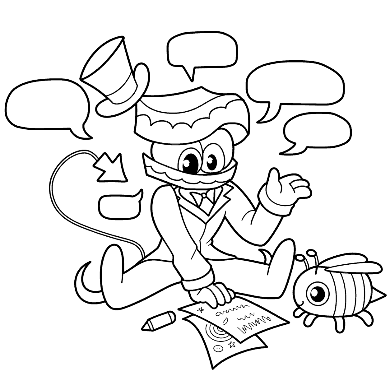 baby caine writing letters speech bubbles cute bee tadc the amazing digital circus line art