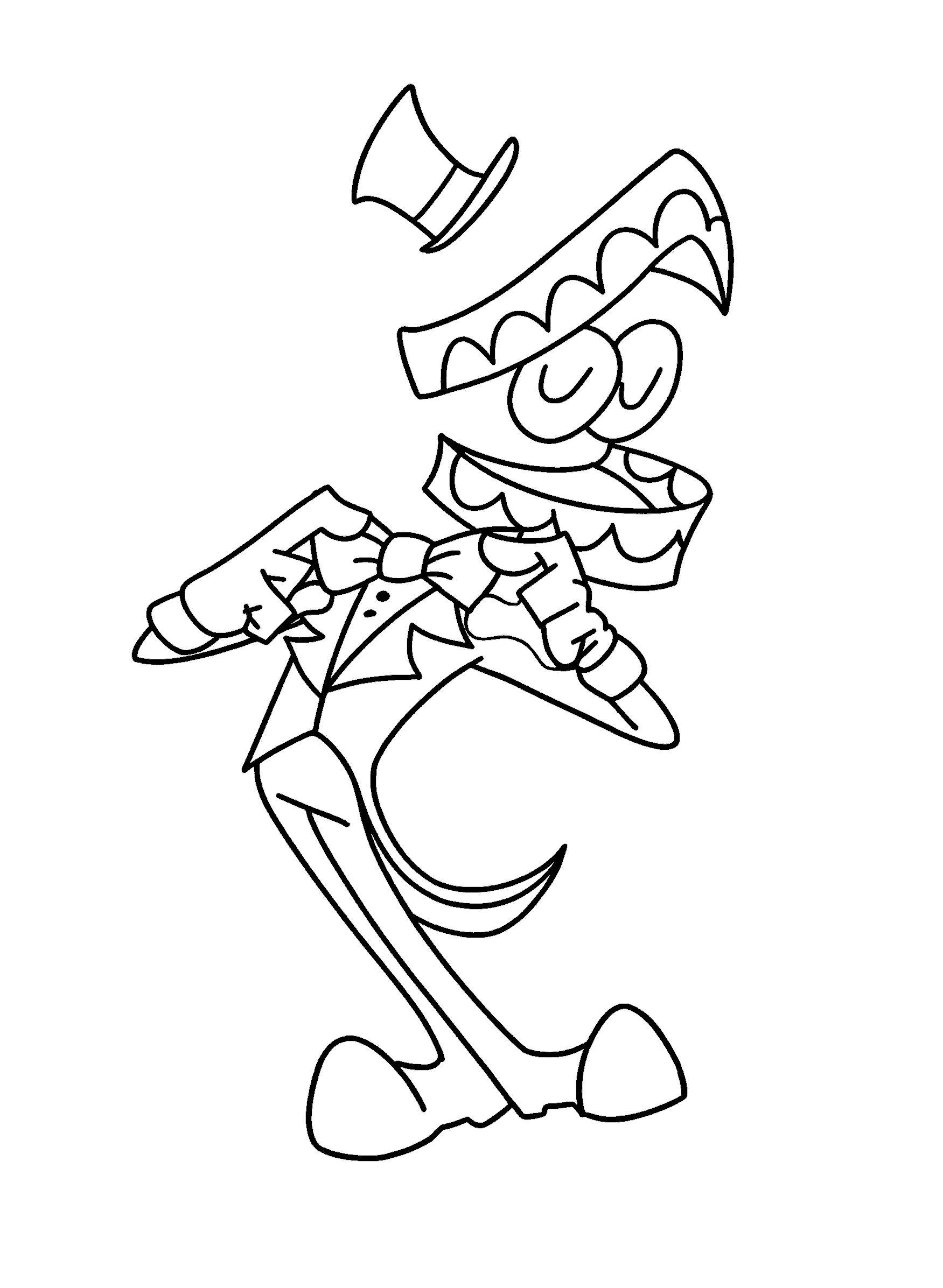 caine adjusting his bowtie the amazing digital circus line art