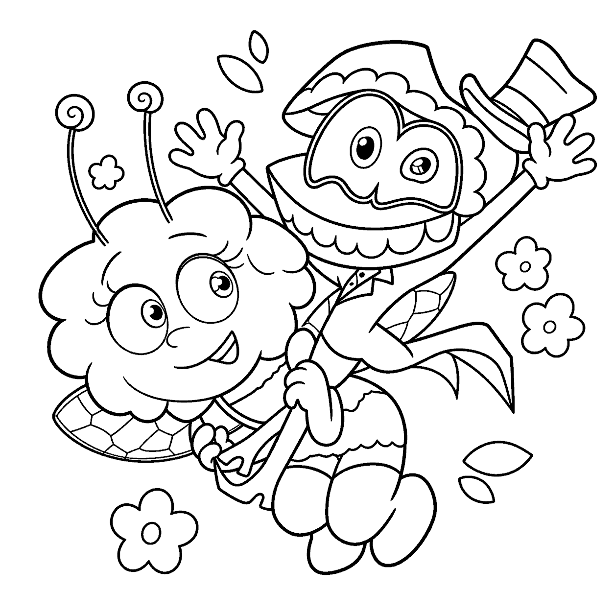 caine and maya the bee cartoon crossover tadc the amazing digital circus line art