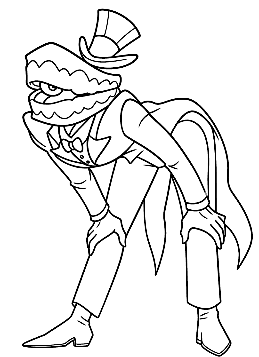 caine bending forward looking close up pose tadc the amazing digital circus line art