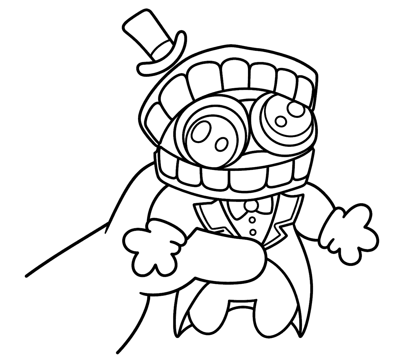 caine caught by giant ghost hand suspense scene tadc the amazing digital circus line art