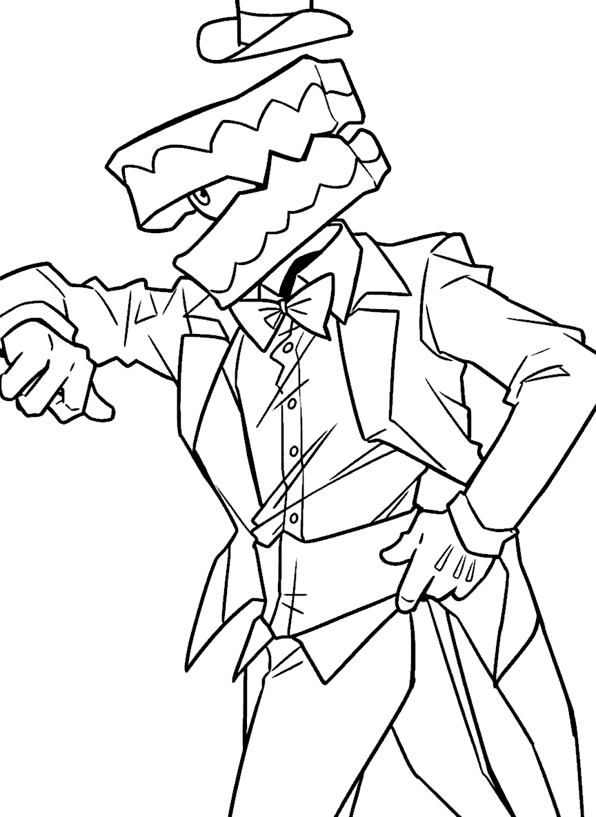 caine checking watch stylish suit the amazing digital circus line art