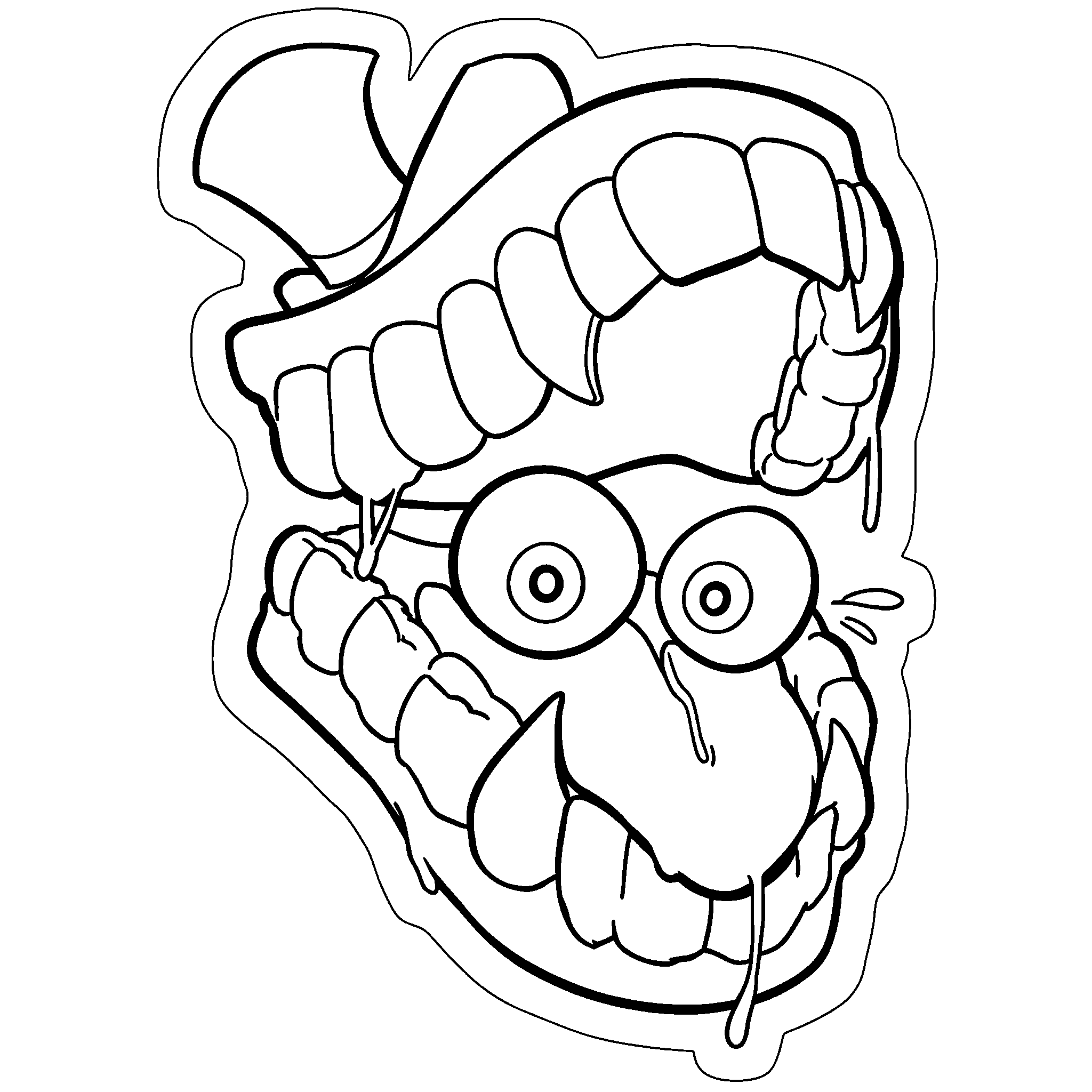 caine close up teeth portrait the amazing digital circus line art