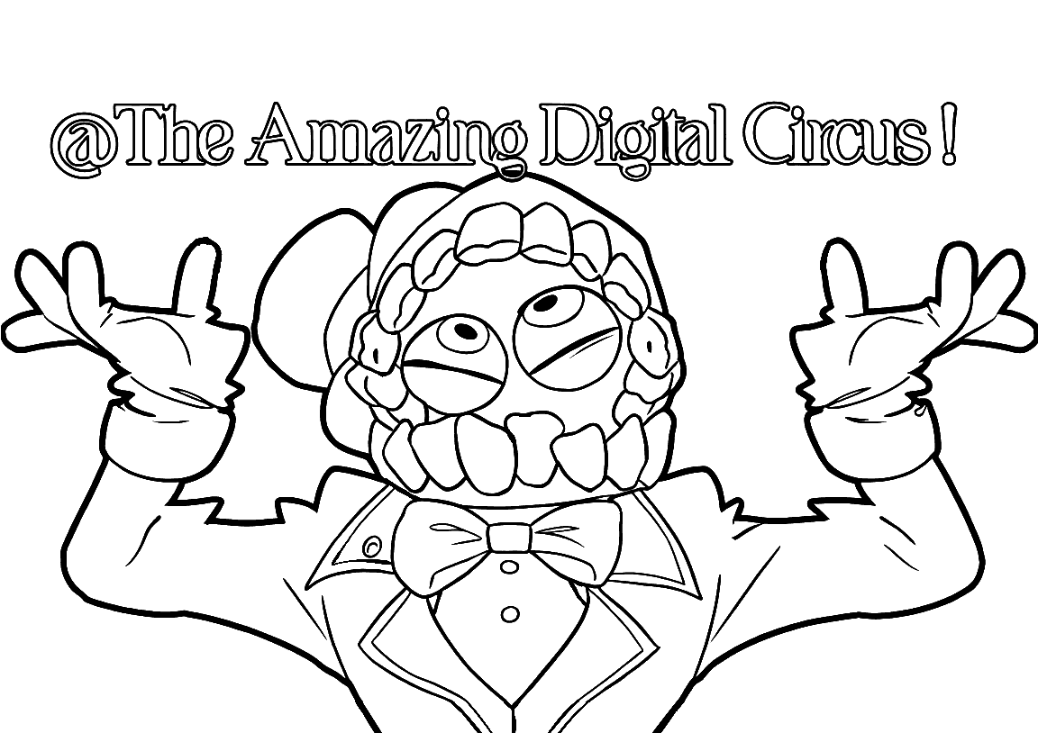 caine crazy face meme tadc the amazing digital circus line art