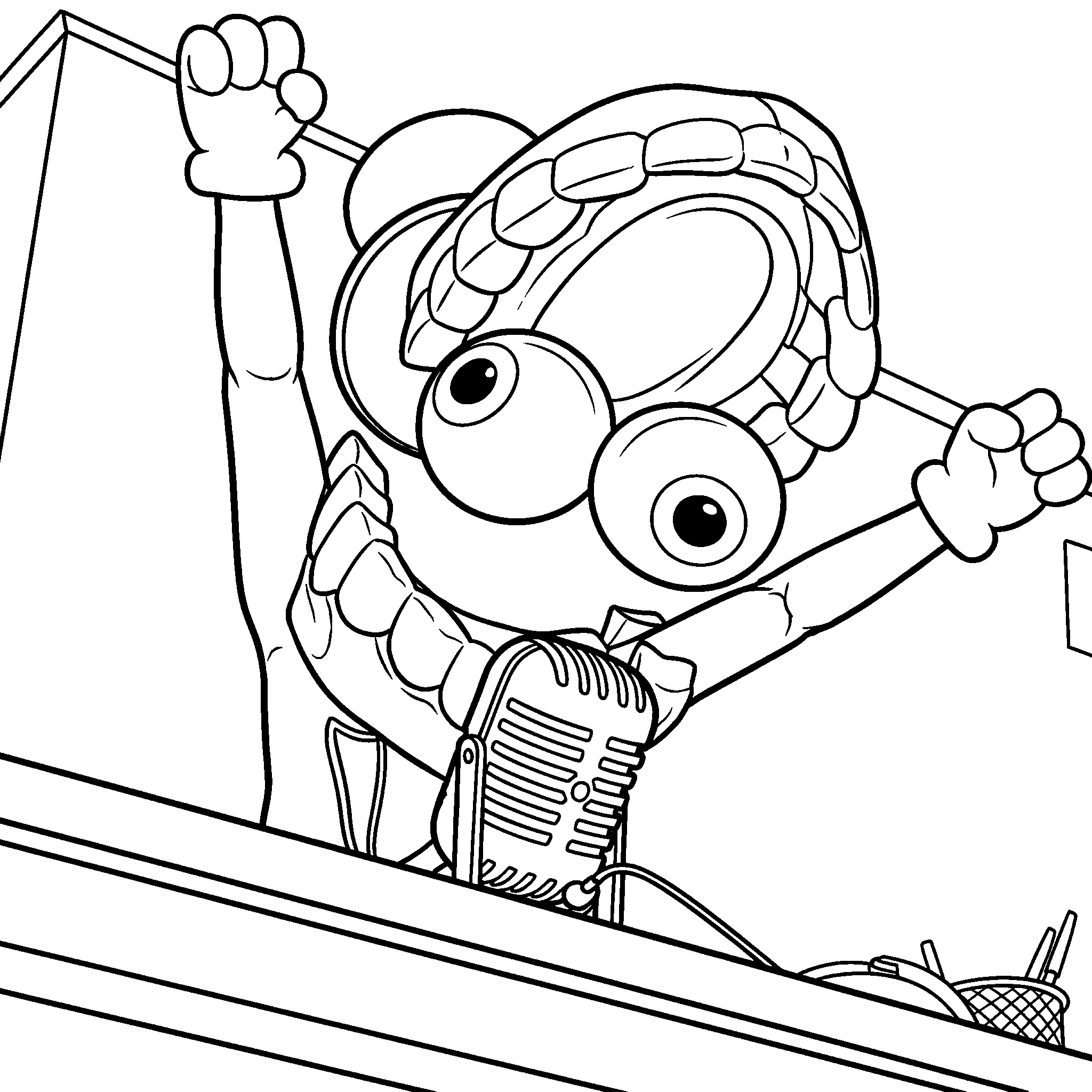 caine dj at the microphone the amazing digital circus line art