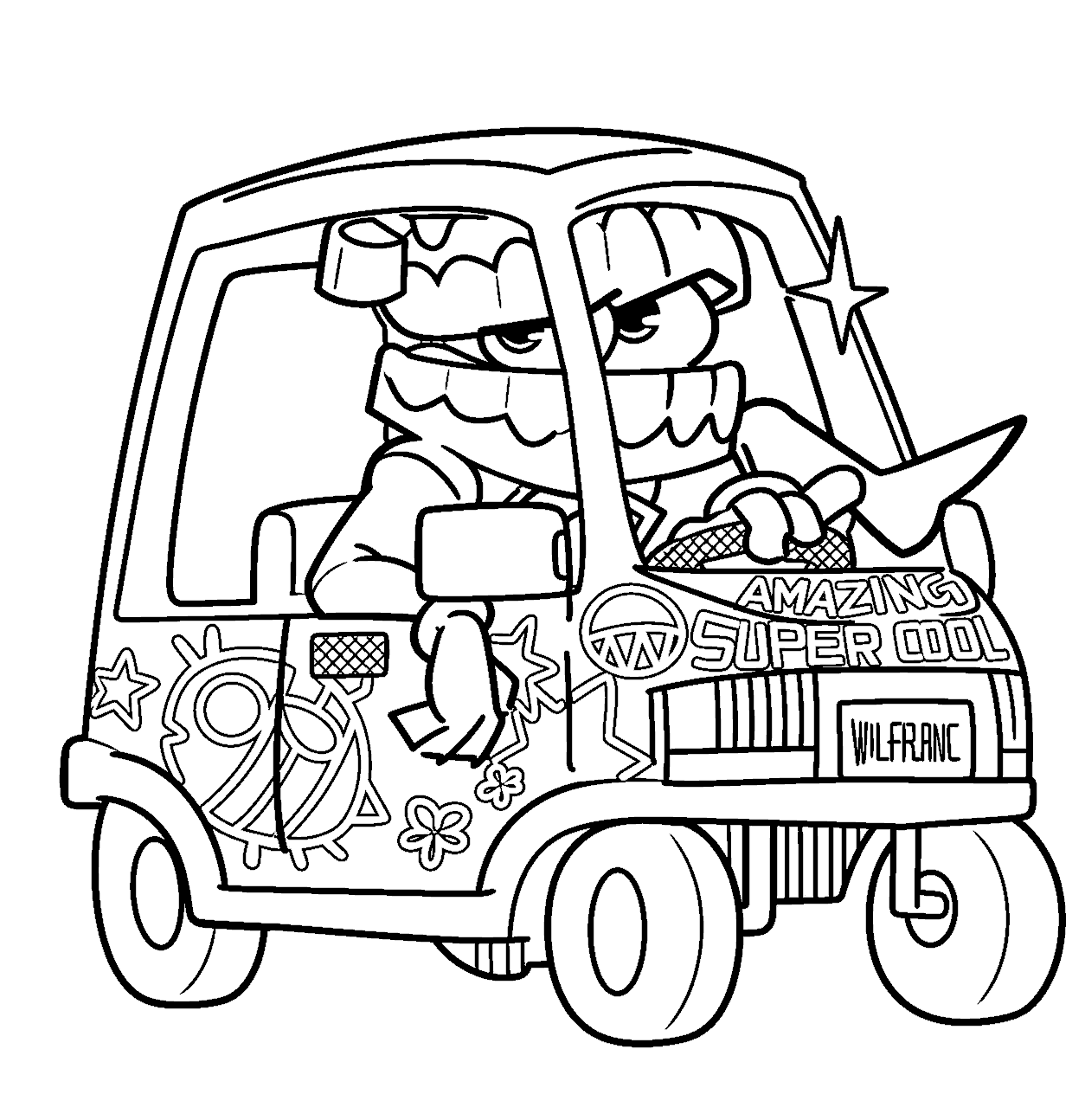 caine driving cool toy car meme tadc the amazing digital circus line art