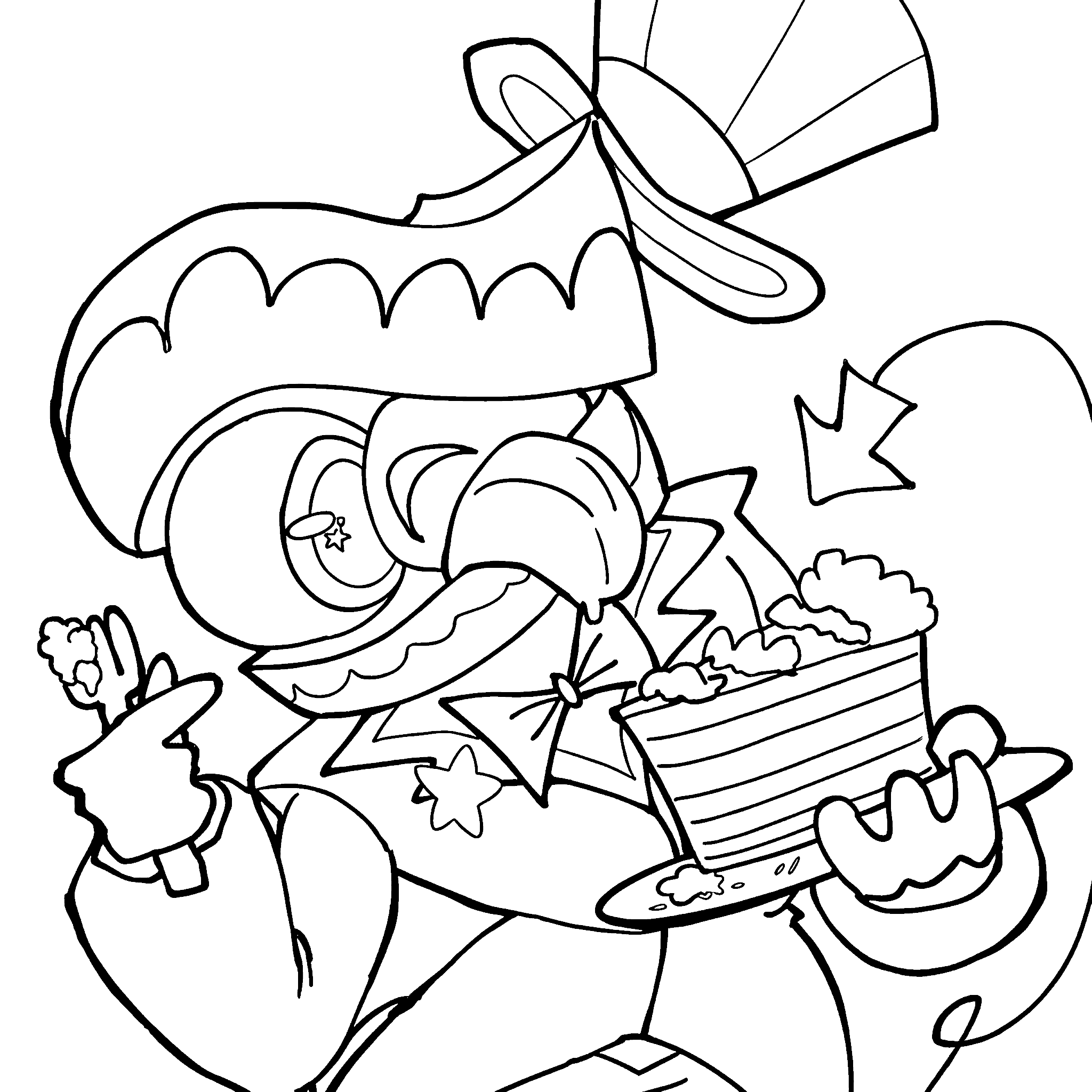 caine eating birthday cake dessert tadc the amazing digital circus line art