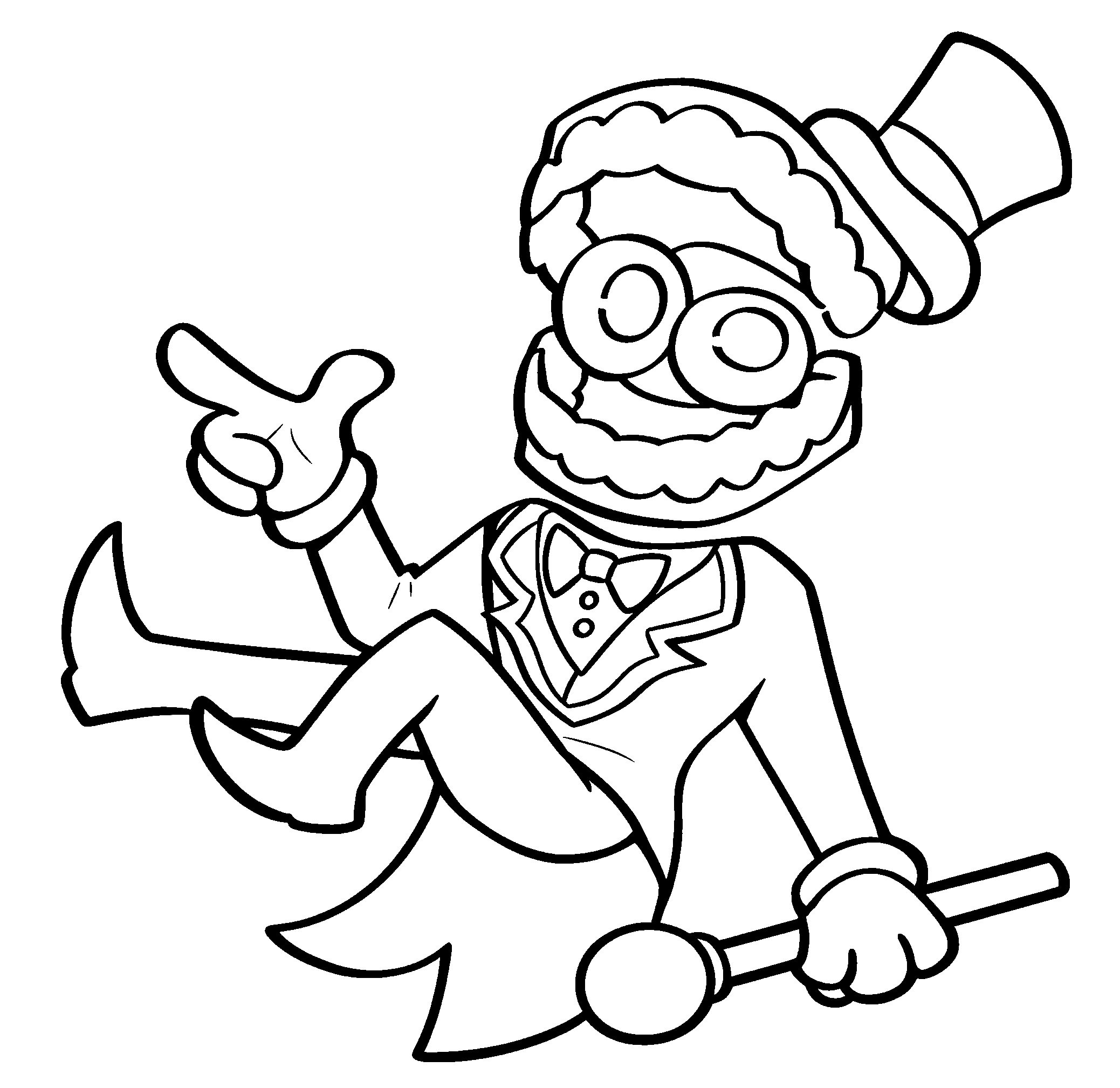 caine floating with microphone cane the amazing digital circus line art