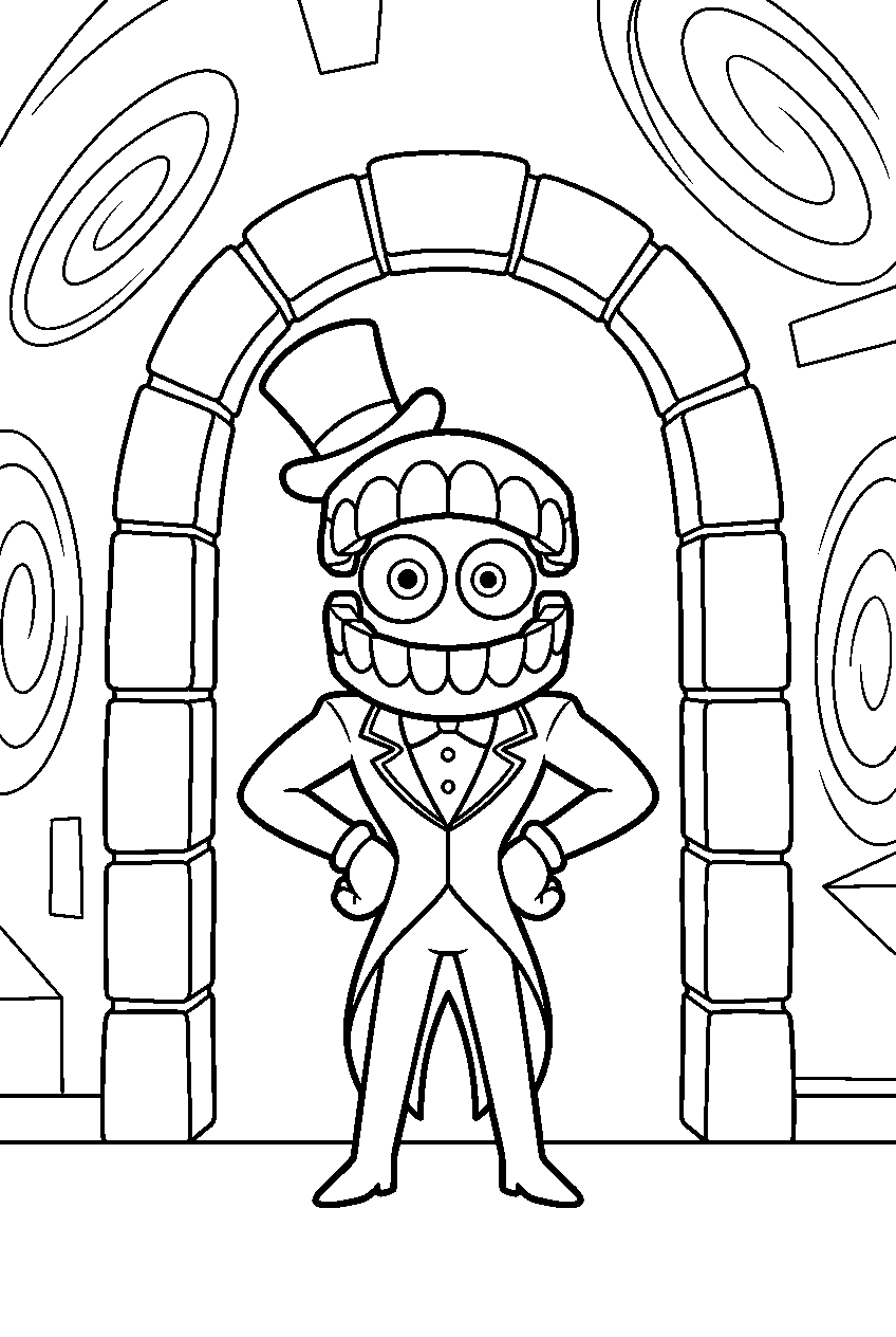 caine from the amazing digital circus in portal room line art