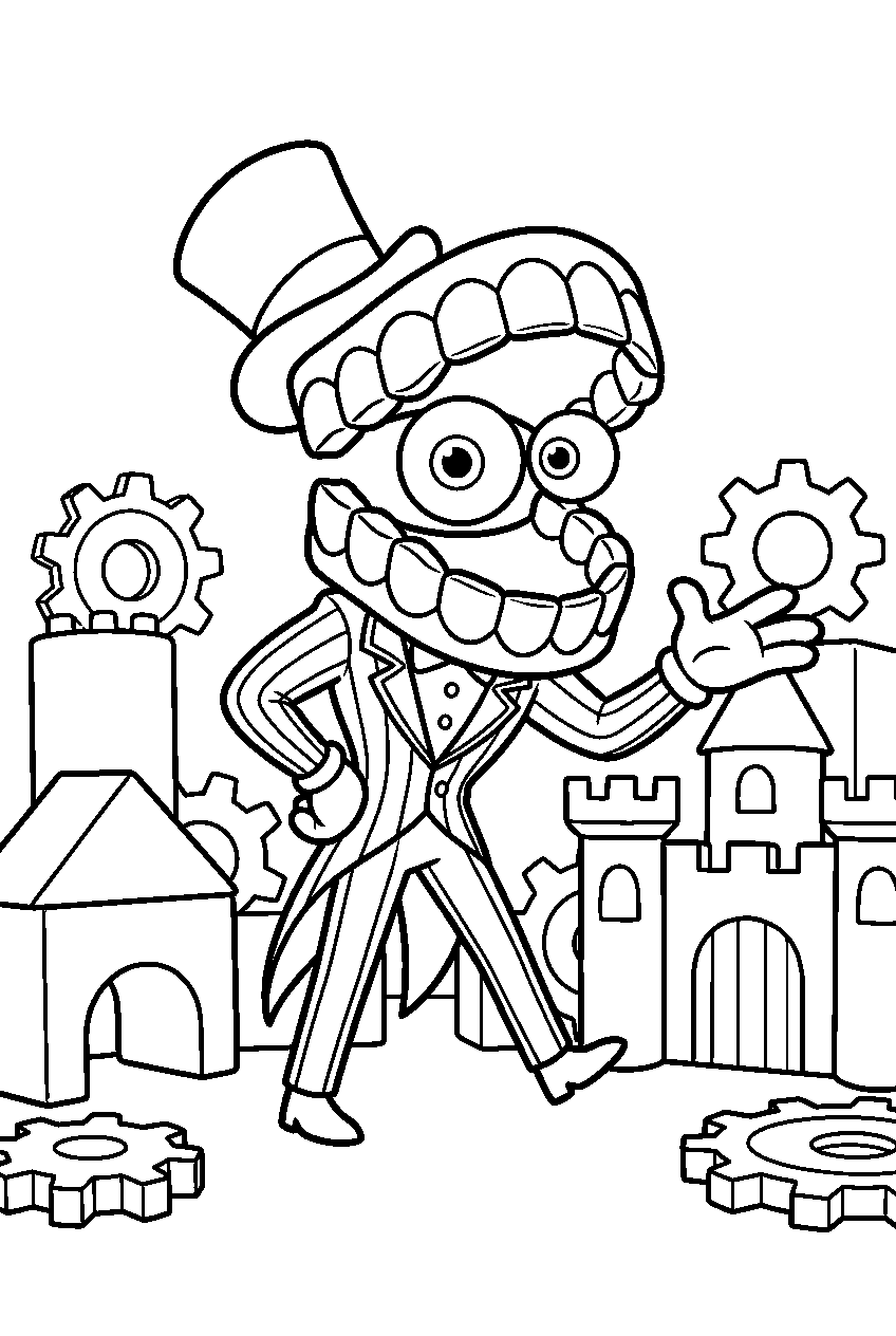 caine from the amazing digital circus in toy kingdom line art