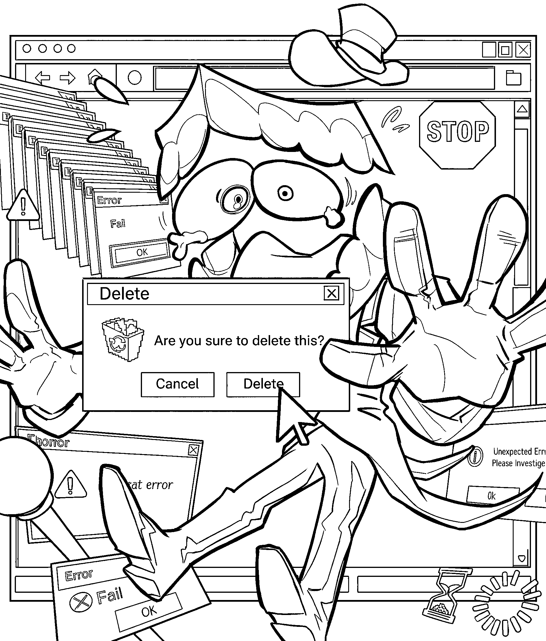 caine glitch computer windows tadc the amazing digital circus line art