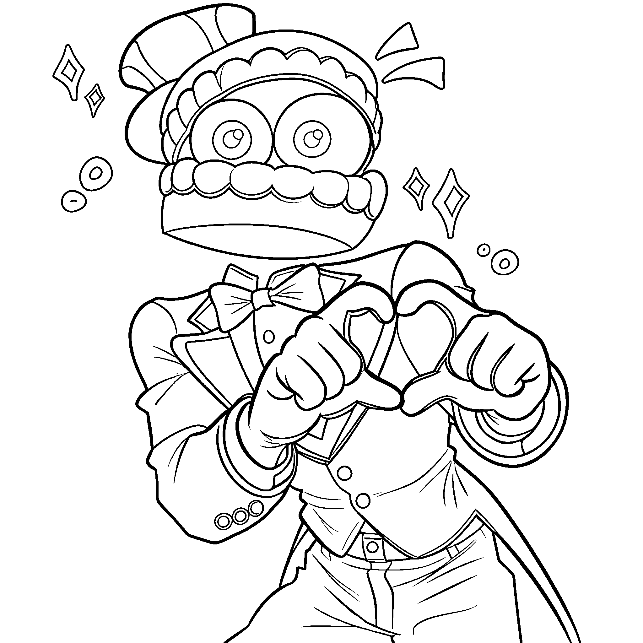 caine making finger heart sign tadc the amazing digital circus line art
