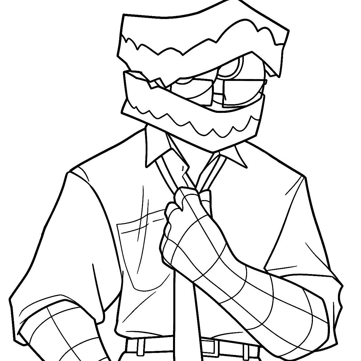 caine office worker suit tie wearing glasses tadc the amazing digital circus line art