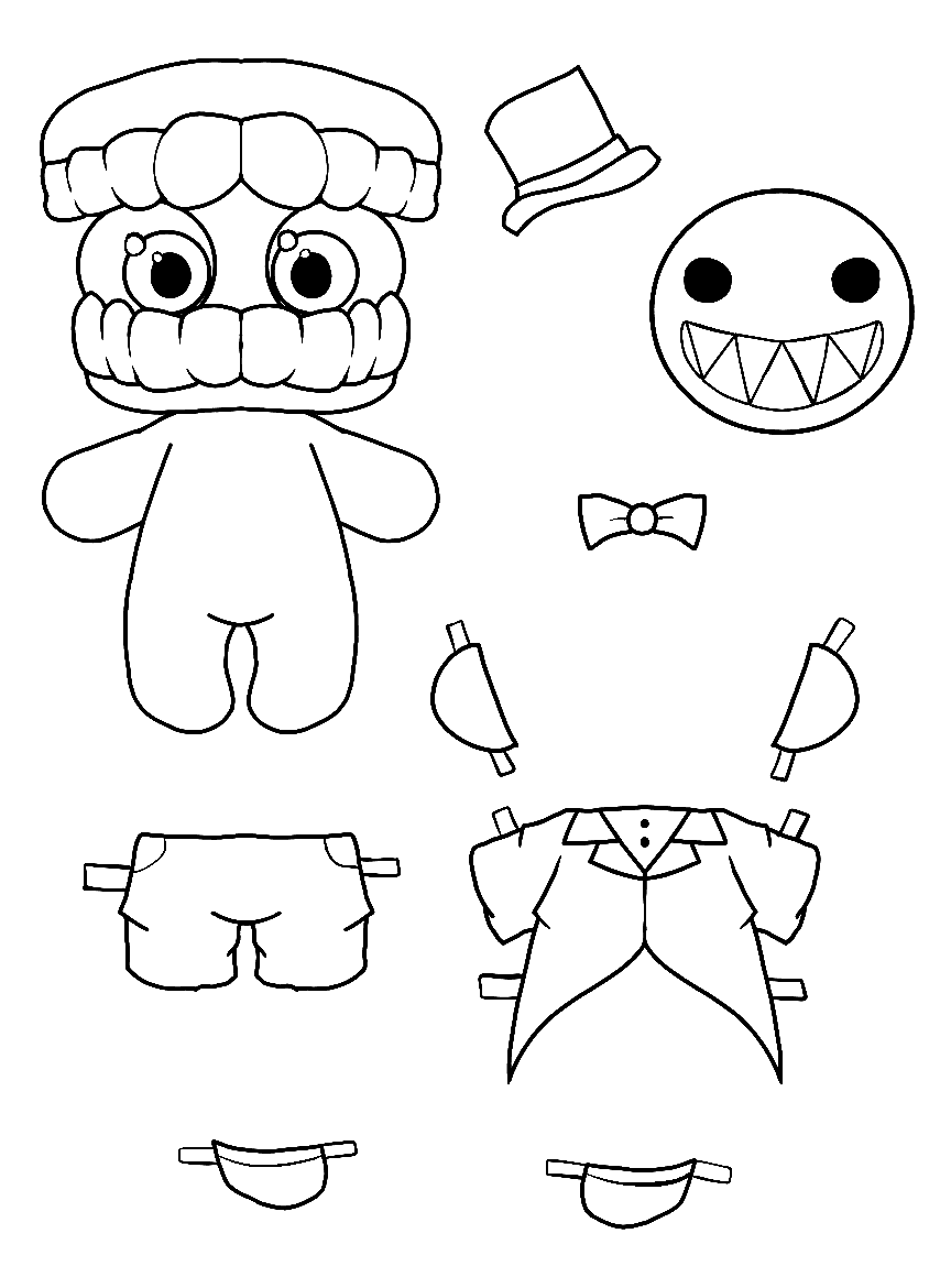 caine paper doll dress up craft tadc the amazing digital circus line art