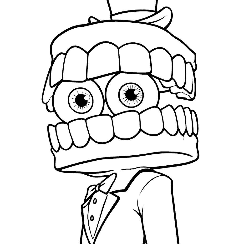 caine portrait in bow tie the amazing digital circus line art