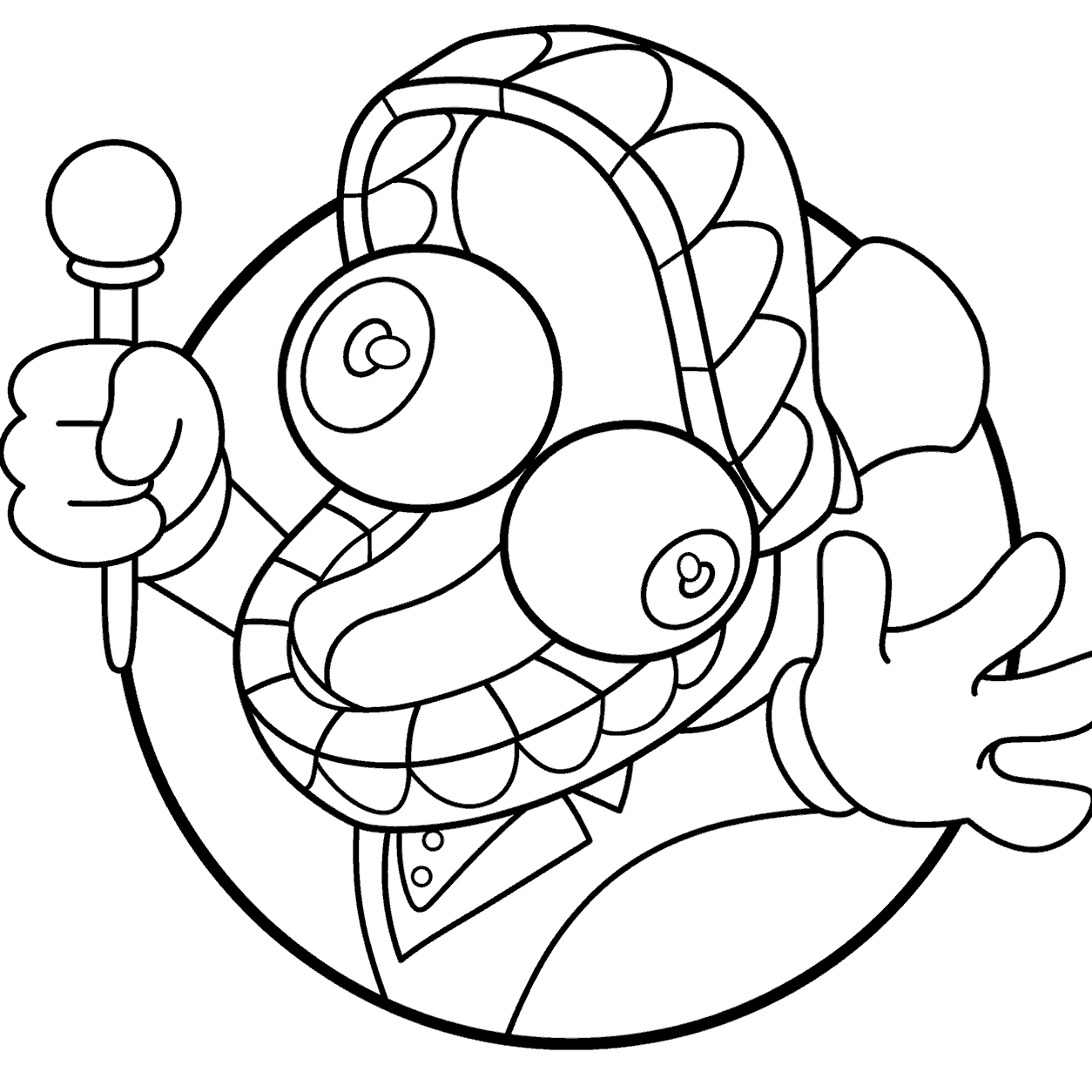 caine portrait with magic walking cane tadc the amazing digital circus line art