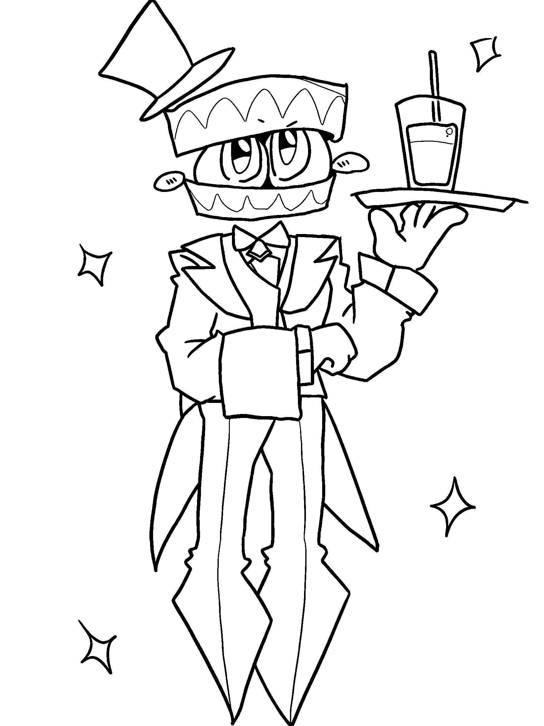 caine serving a refreshing drink the amazing digital circus line art