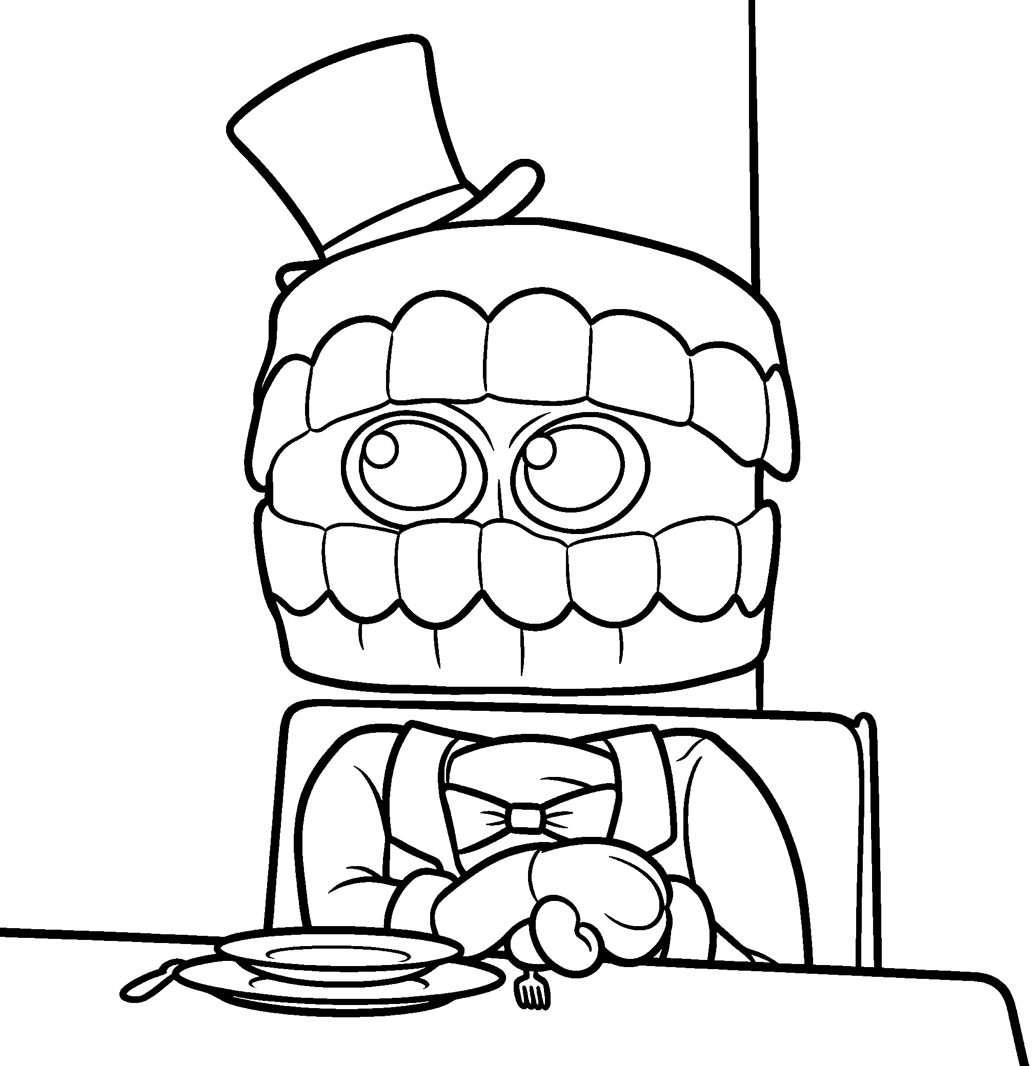 caine sitting at dinner table the amazing digital circus line art