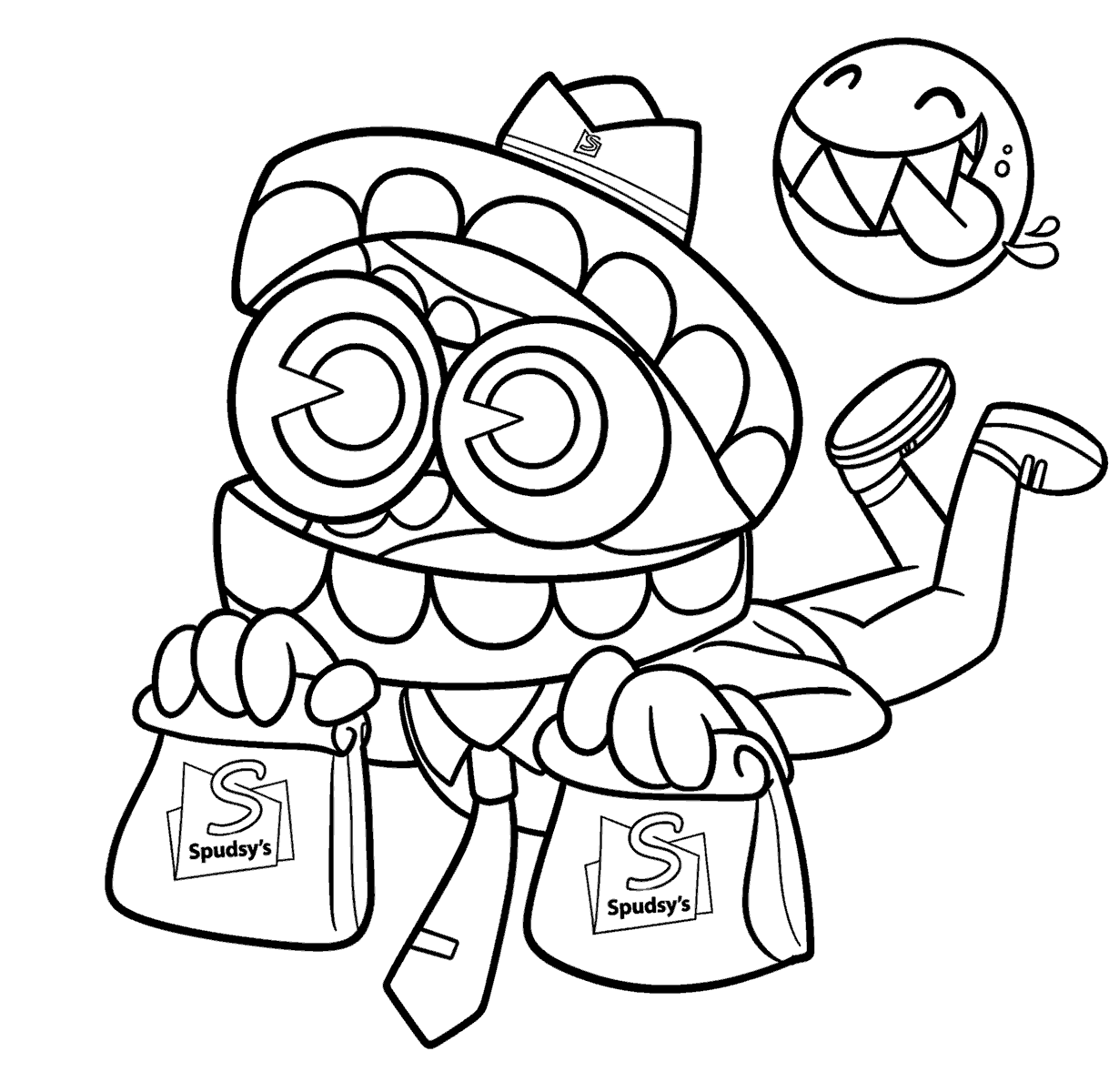 caine spudsy fast food delivery worker bubble tadc the amazing digital circus line art