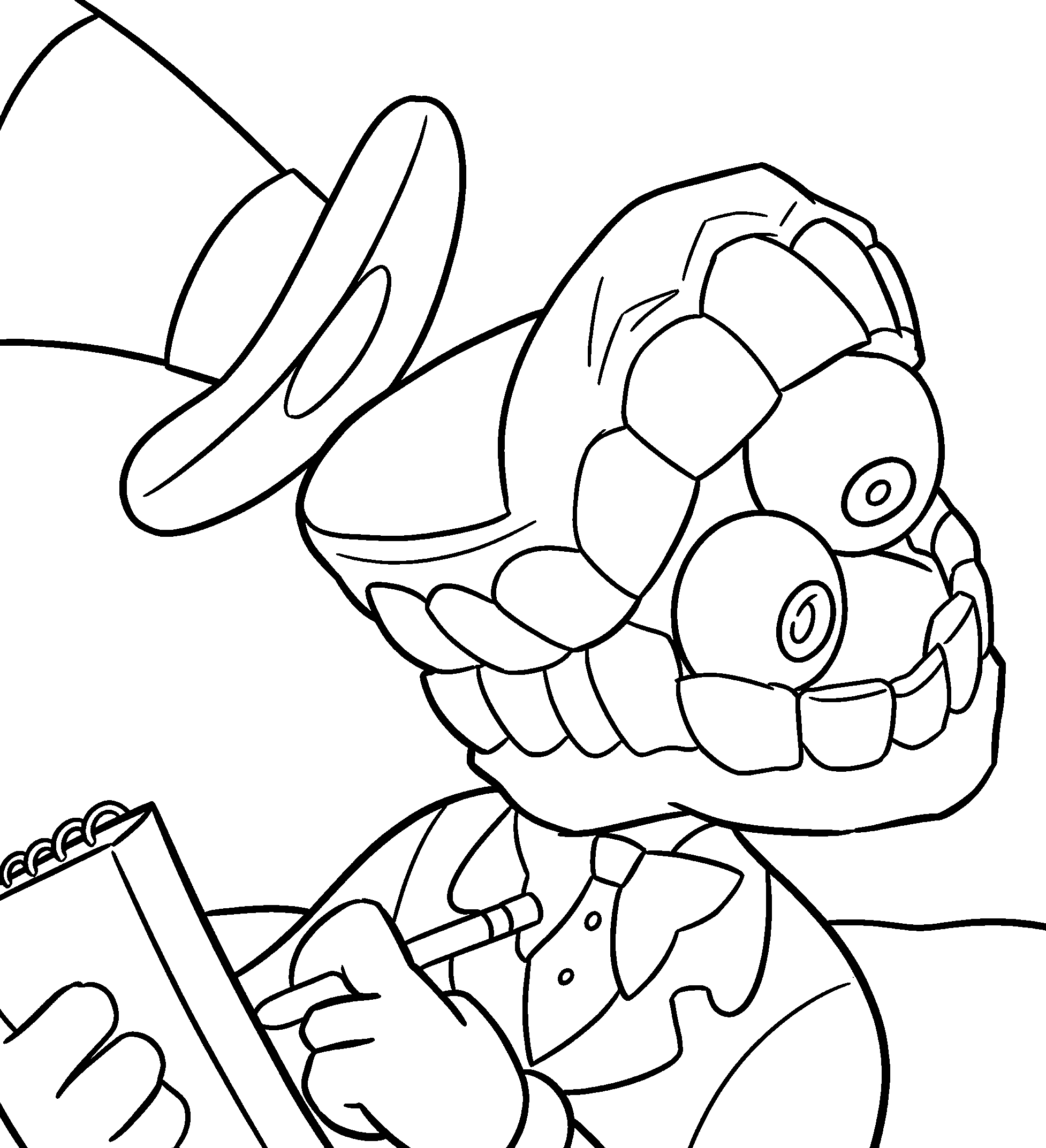 caine taking notes with notebook the amazing digital circus line art