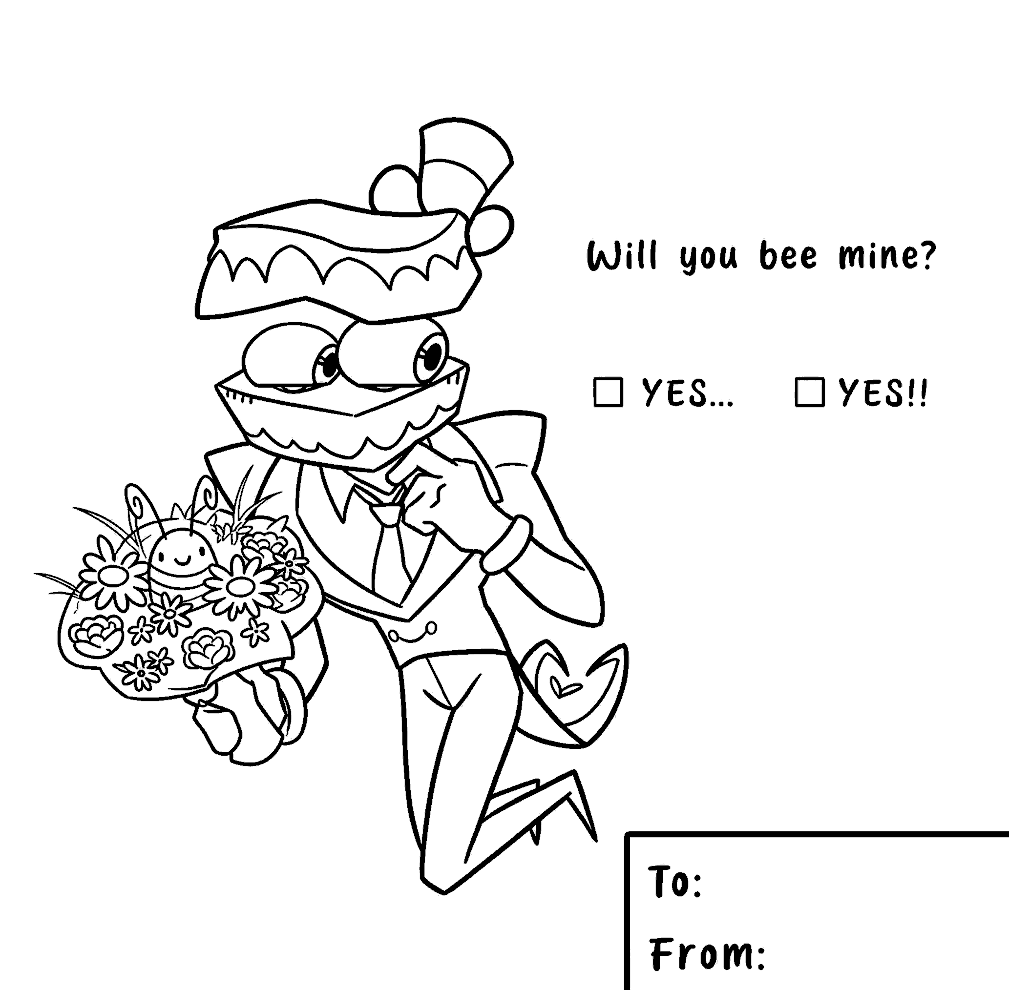 caine valentine card will you bee mine tadc the amazing digital circus line art