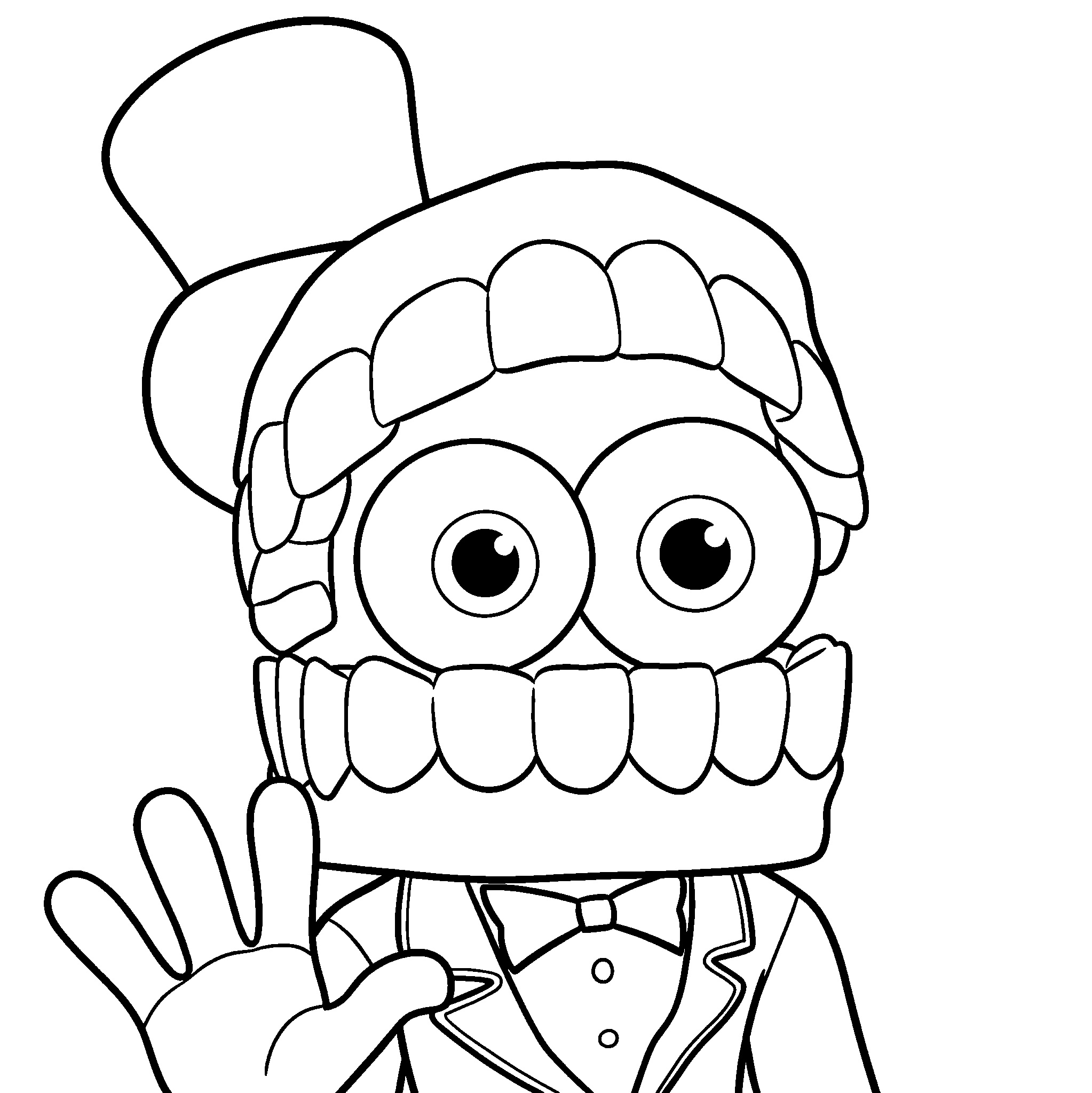 caine waving close up the amazing digital circus line art