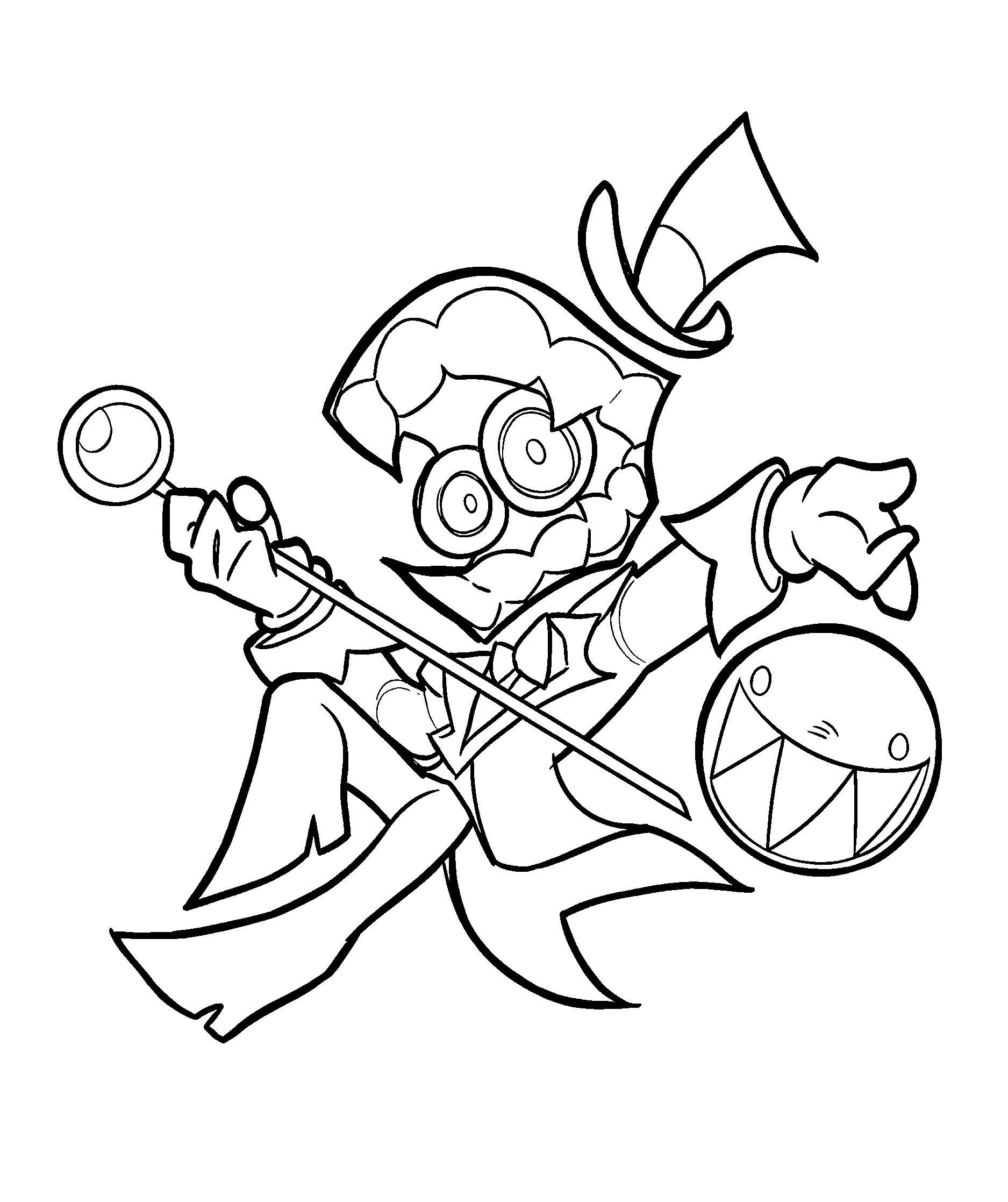 caine with magic staff and bubble ball the amazing digital circus line art