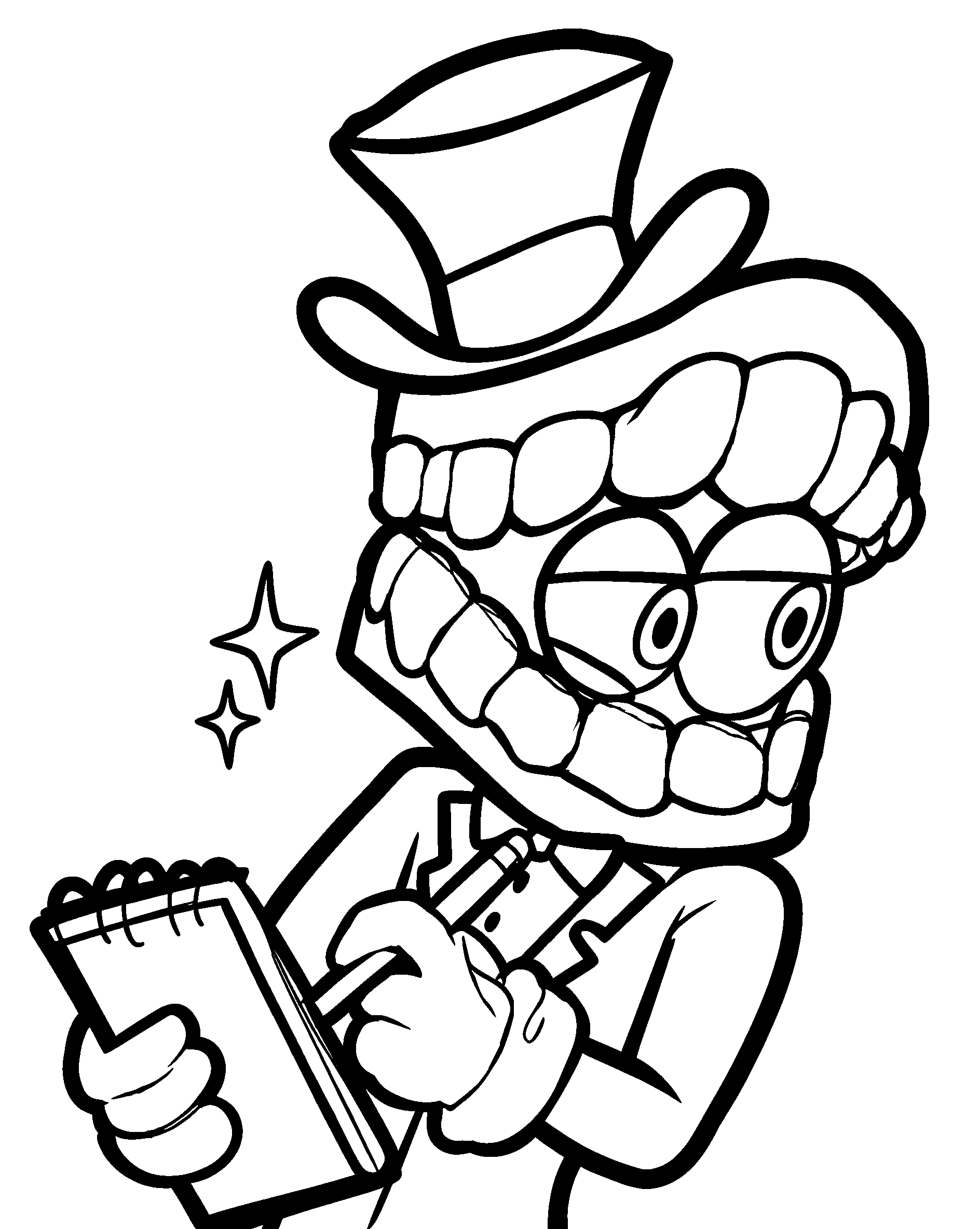 caine writing in notepad the amazing digital circus line art