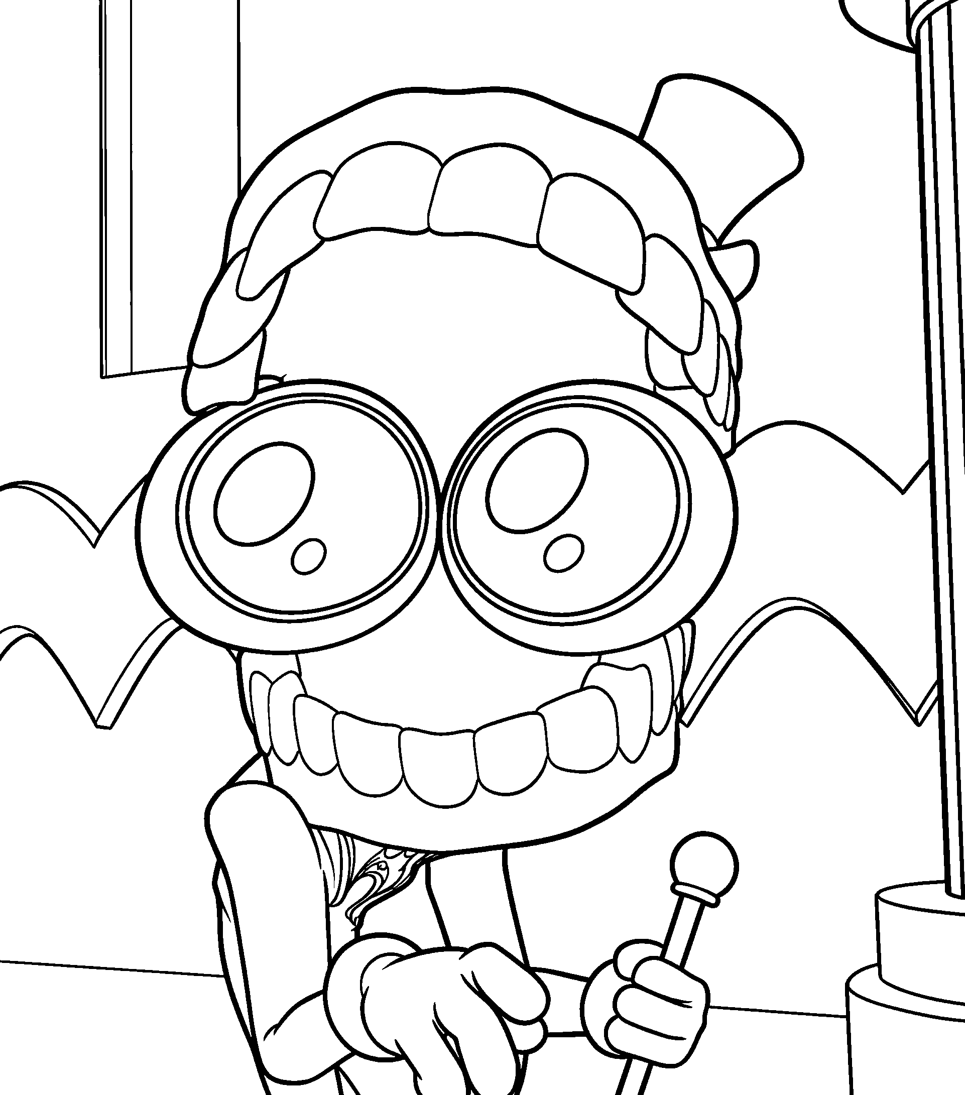 caine zoom close up with cane the amazing digital circus line art