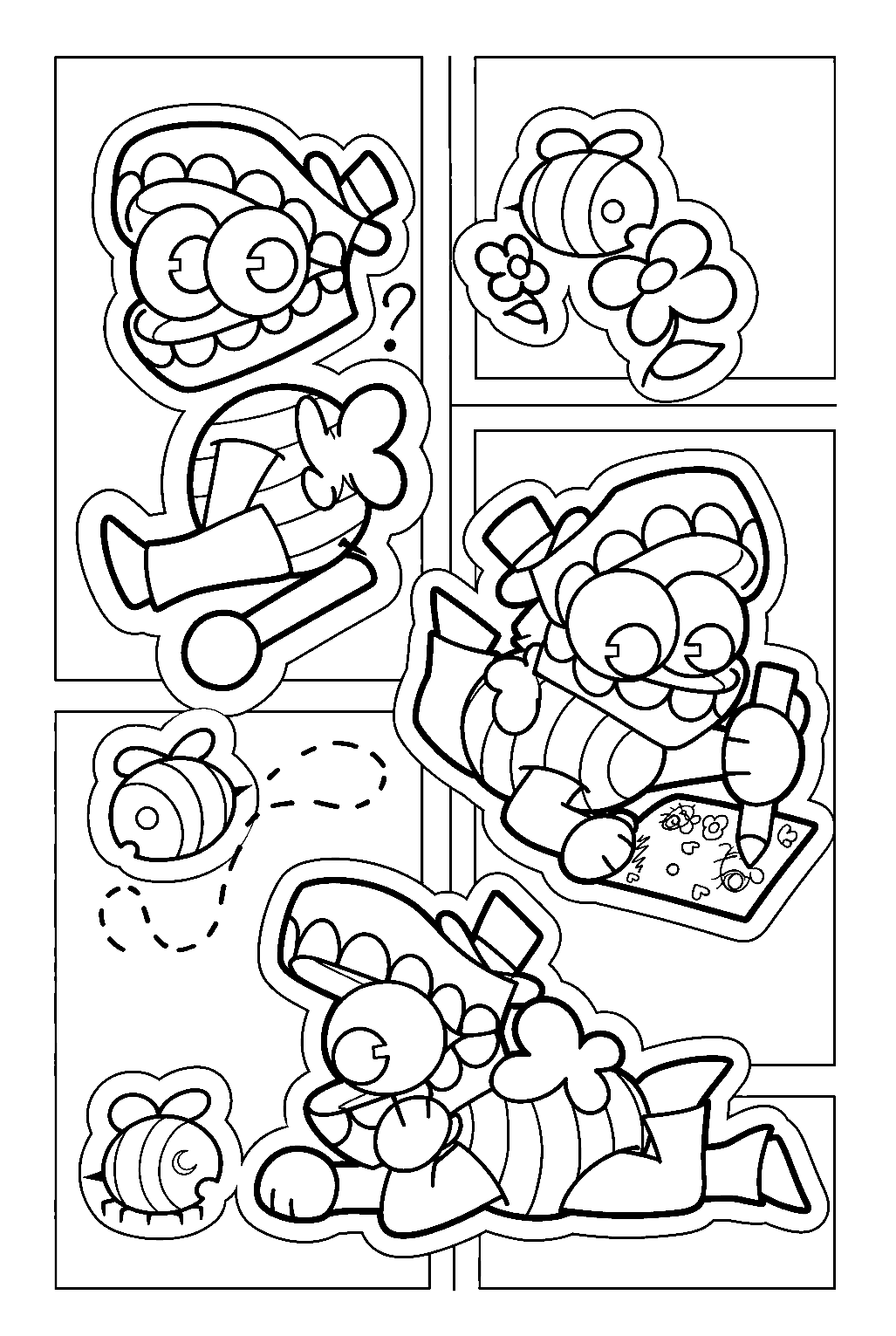 chibi caine striped outfit drawing comic panels tadc the amazing digital circus line art