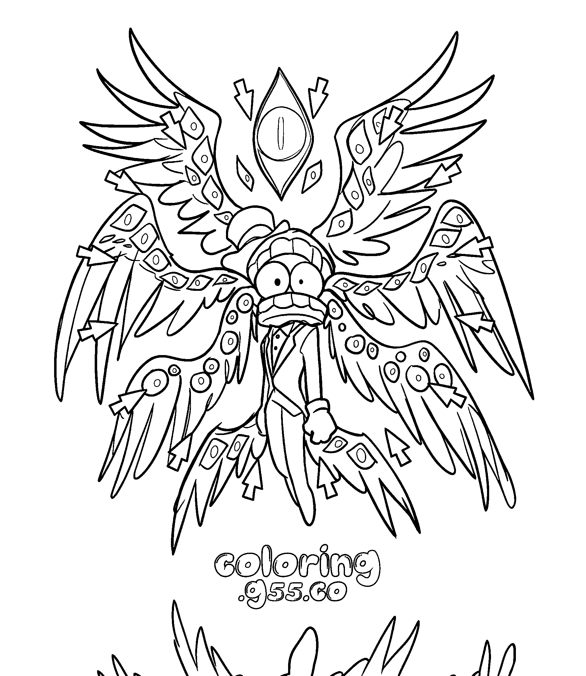 abstract angel caine with big wings for kids tadc the amazing digital circus line art