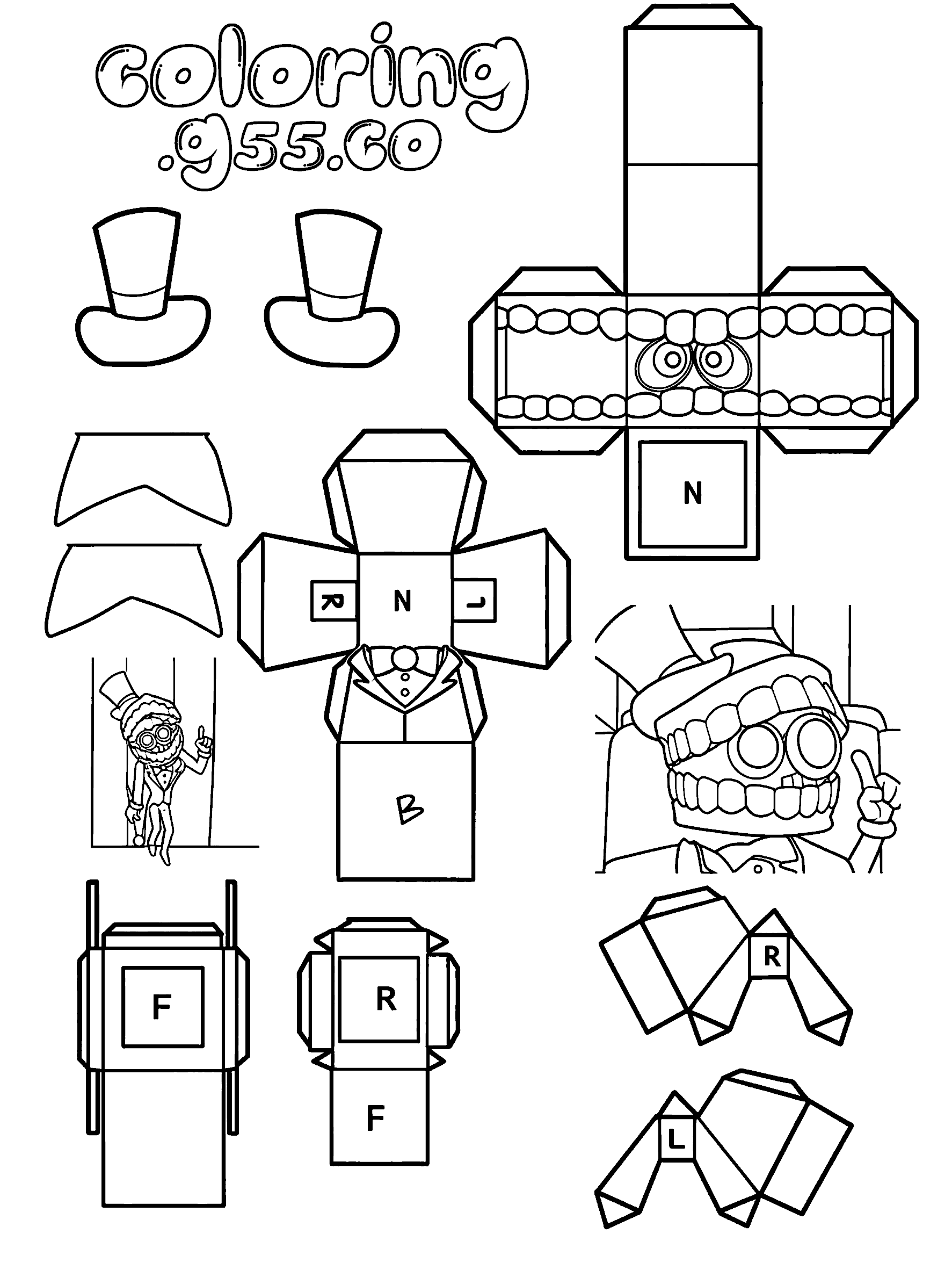 caine 3d paper craft toy template for kids tadc the amazing digital circus line art