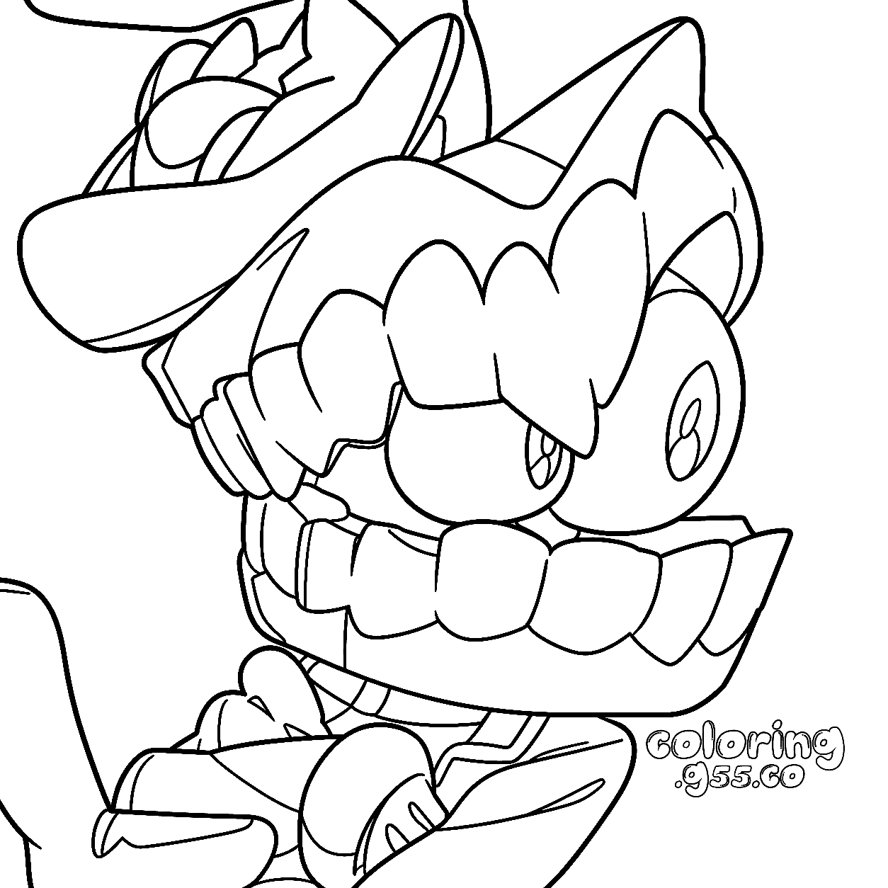 caine big denture teeth profile close up headshot for kids tadc the amazing digital circus line art