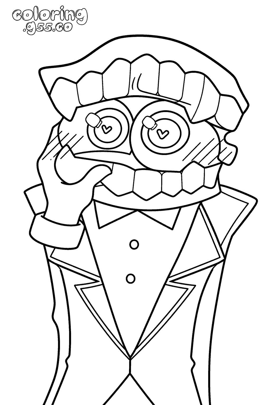 caine in love heart eyes blushing ringmaster for kids tadc the amazing digital circus line art