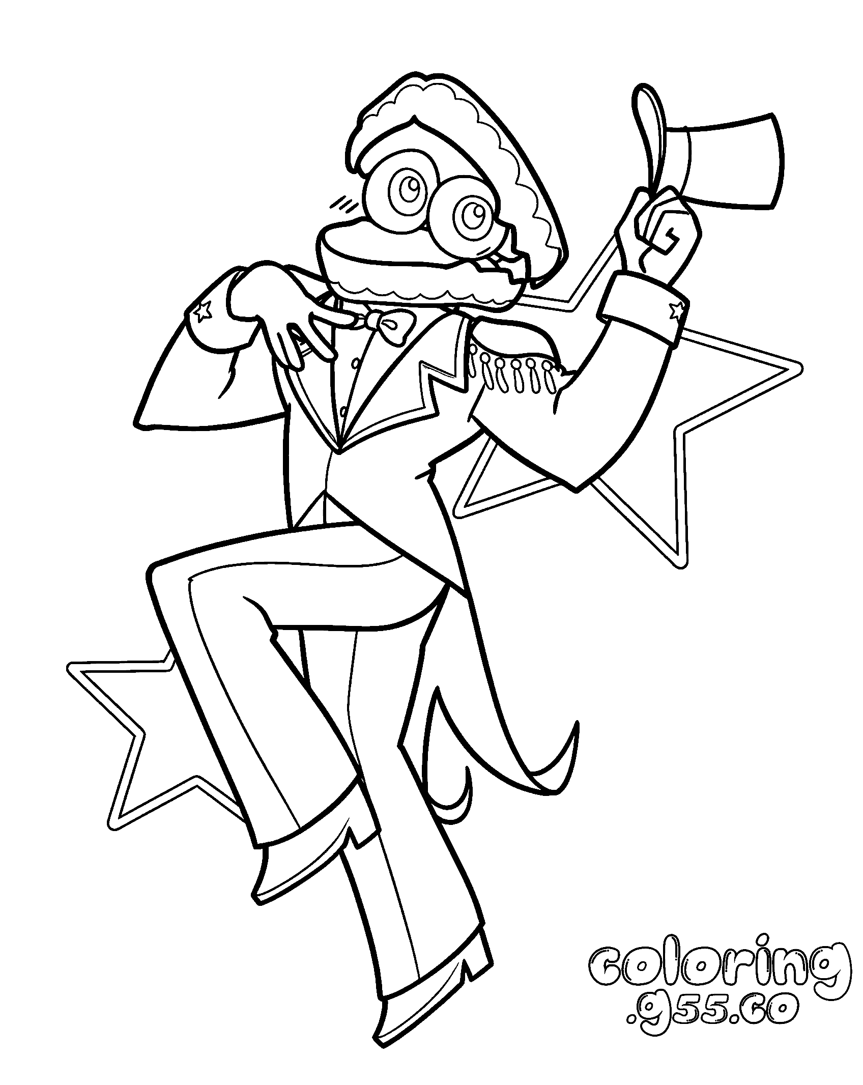 dancing caine top hat tipping showman stars for kids tadc the amazing digital circus line art