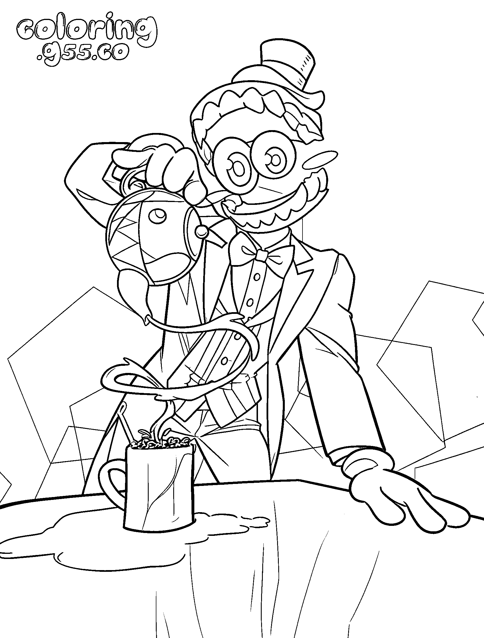 tadc caine pouring tea page for kids
